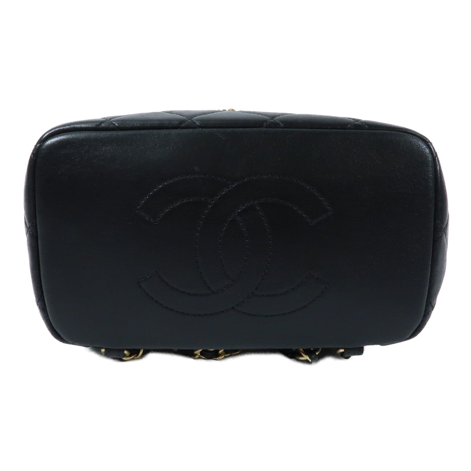CHANEL 羊皮皮革Backpack金扣背包