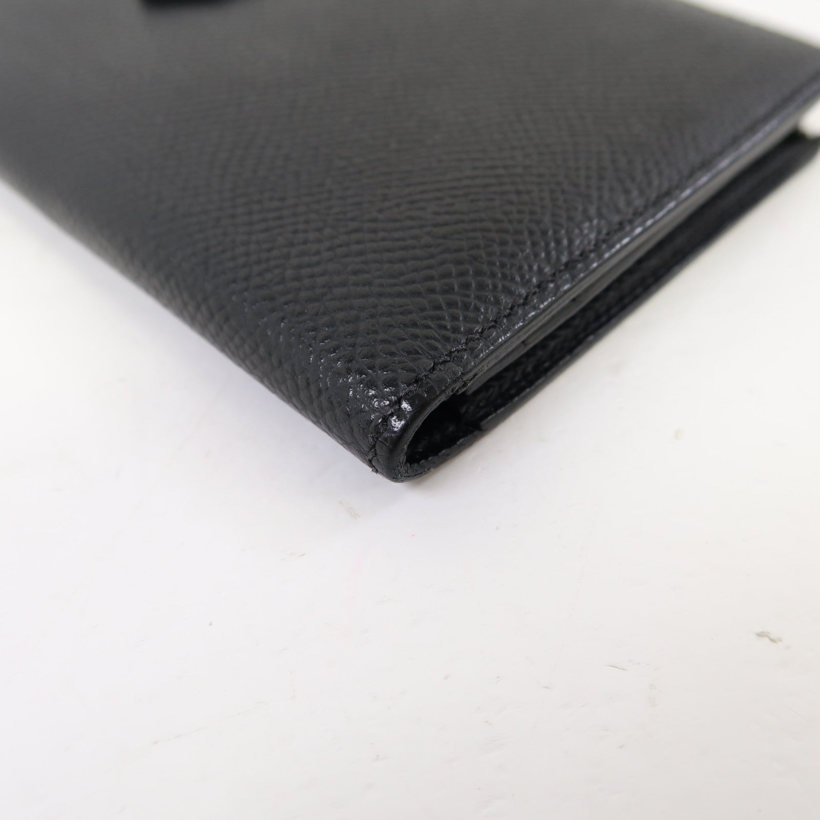 HERMES Epsom皮革Bearn Wallet銀扣長錢包黑色