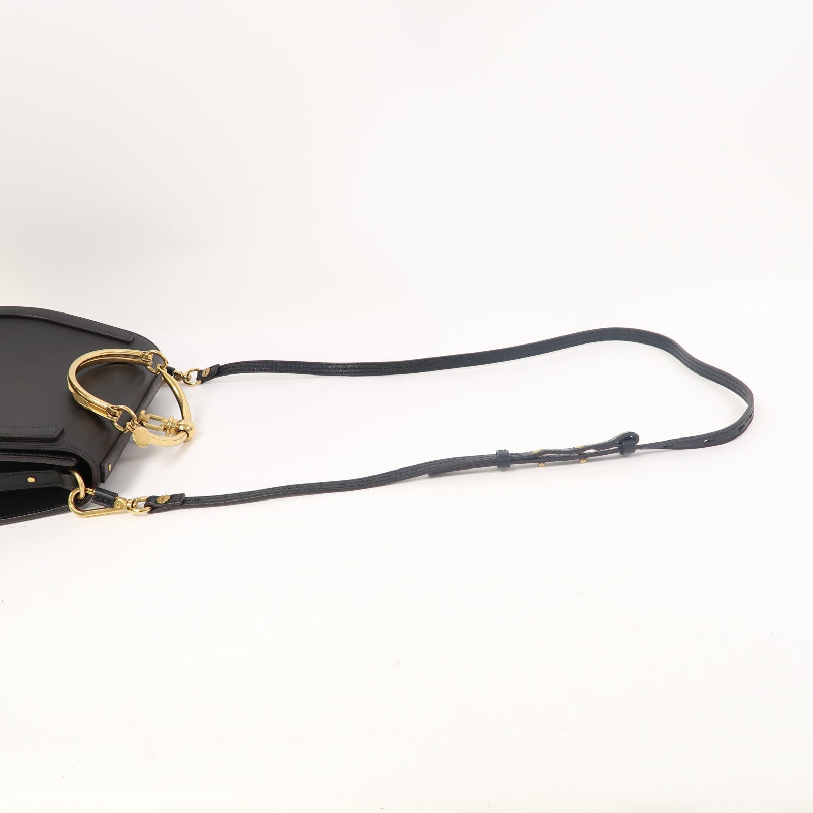 Chloe 牛皮皮革Nile Bag金扣肩背袋黑色