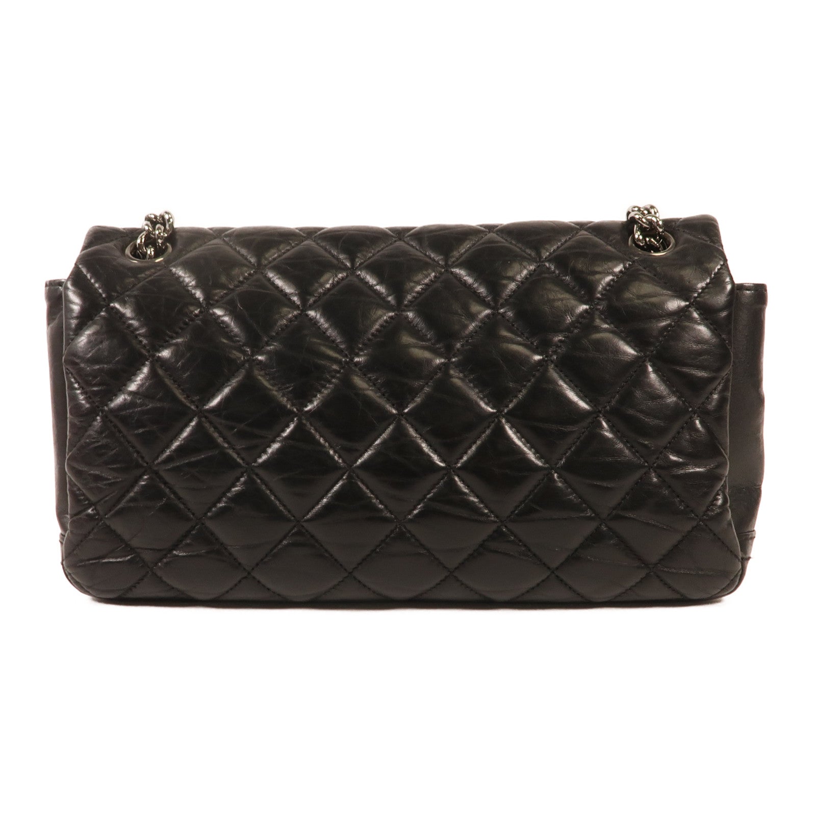 CHANEL 牛皮皮革Chain Shoulder銀扣鏈帶肩背袋