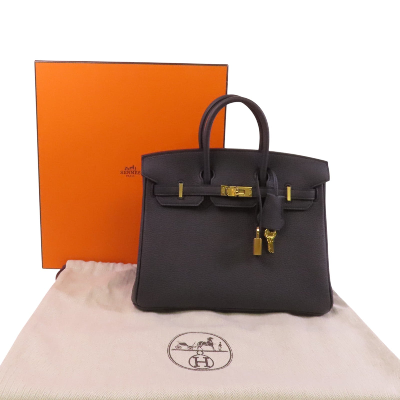 HERMES Togo皮革Birkin 25金扣手挽袋