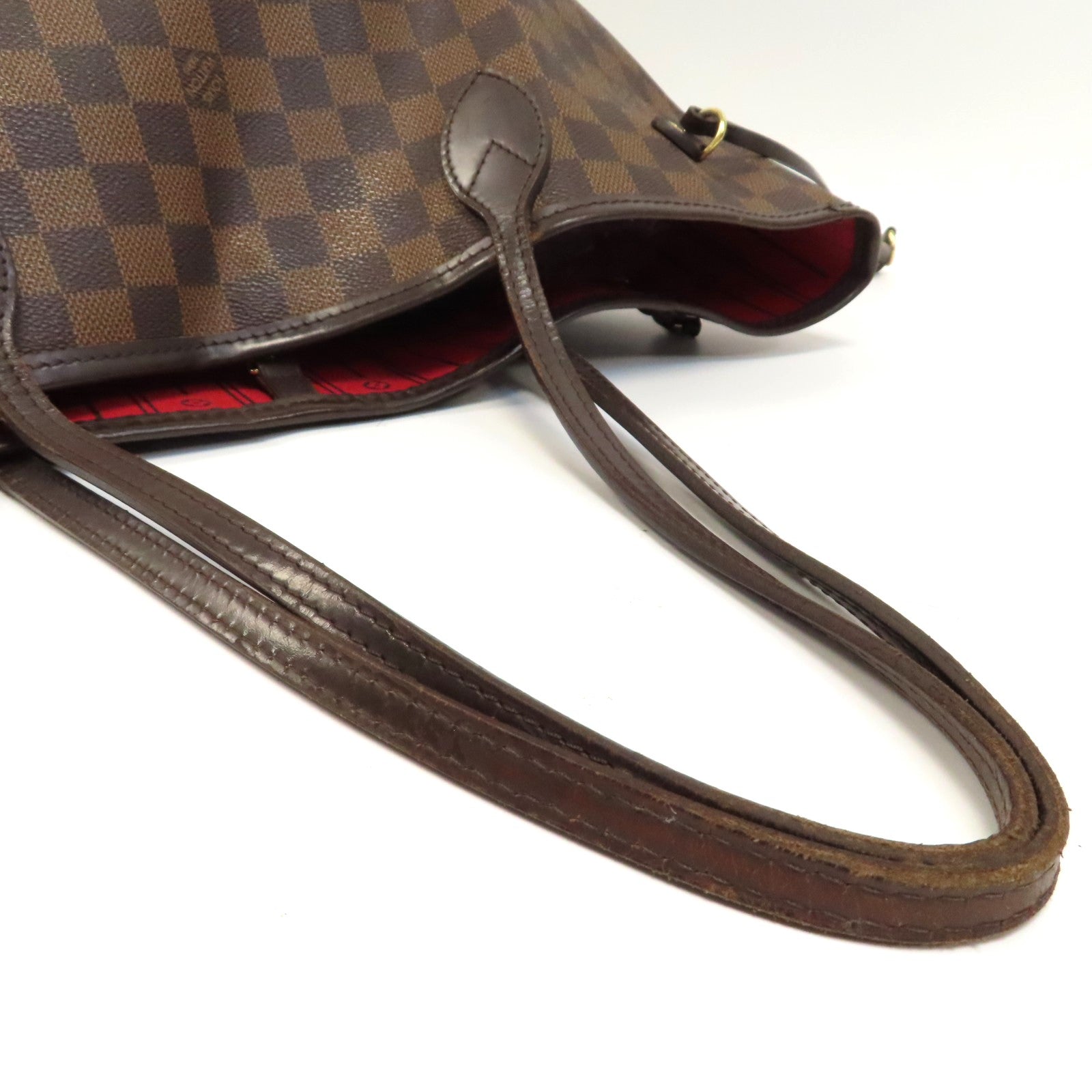 LOUIS VUITTON Damier Neverfull MM金扣手挽袋啡色