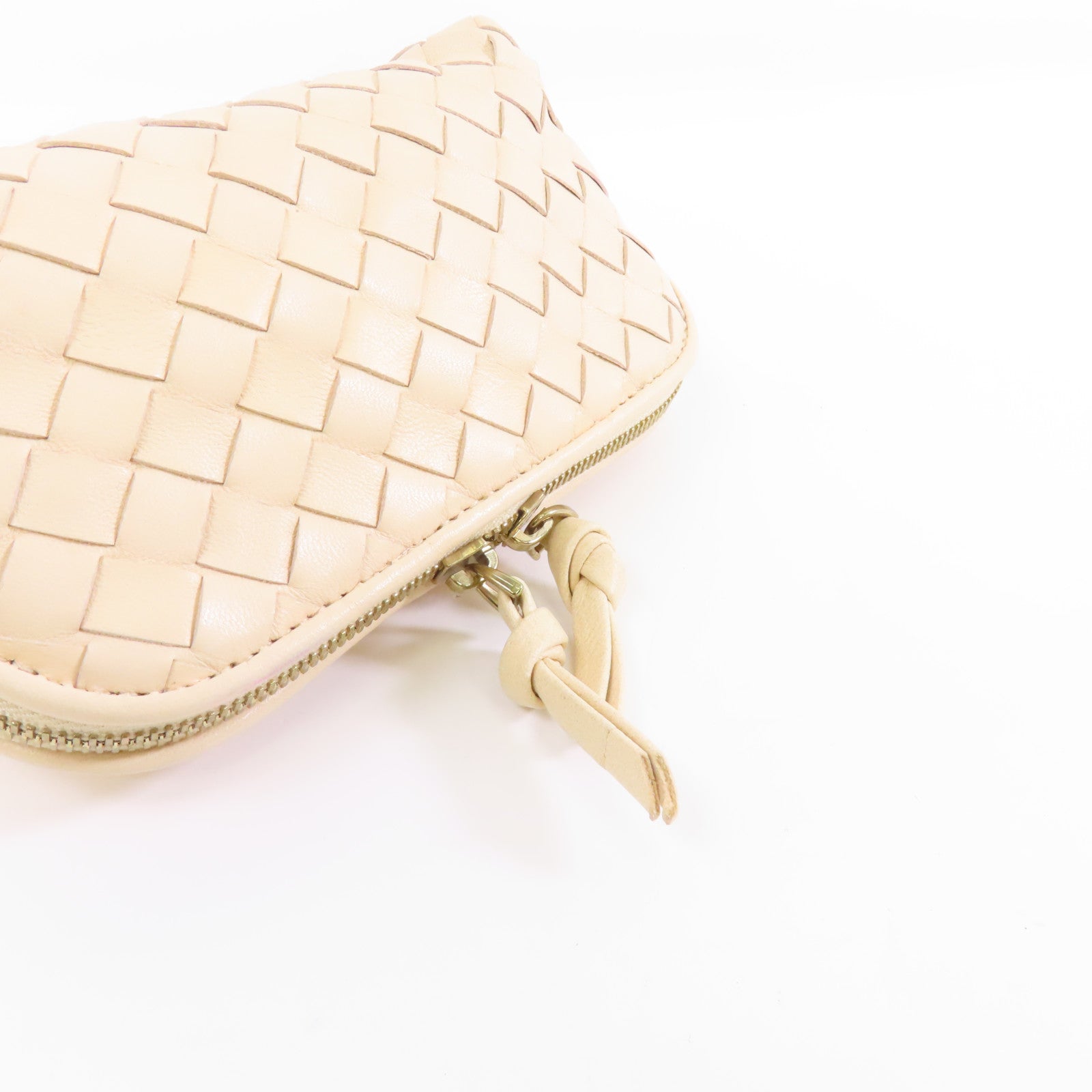 BOTTEGA VENETA 織紋皮革Clutch Bag金扣手拿包米色