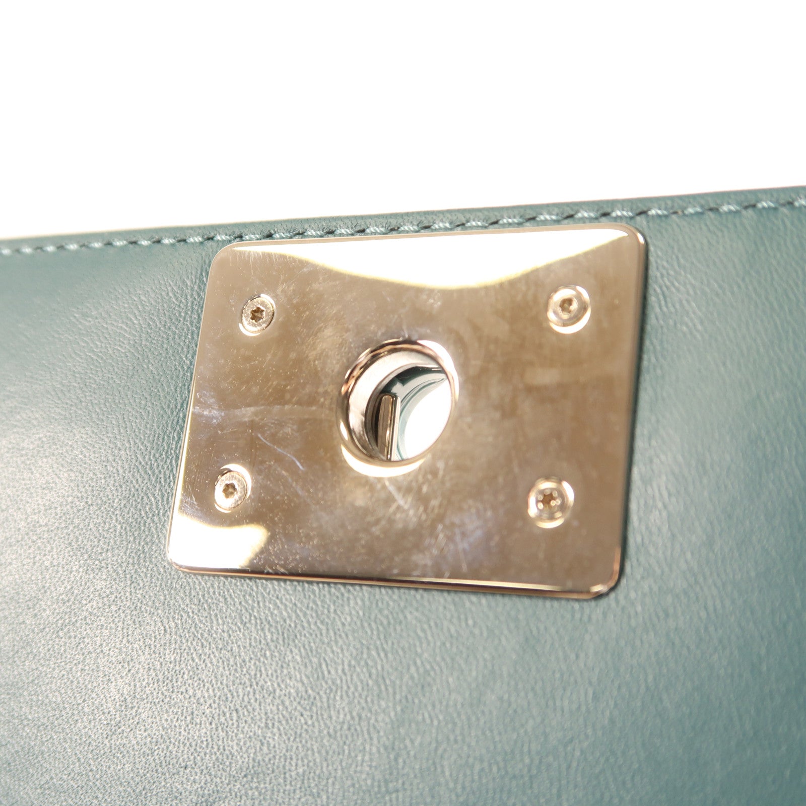 CHANEL CC SHW Boy 25 Chain Shoulder Bag Patent Leather Green