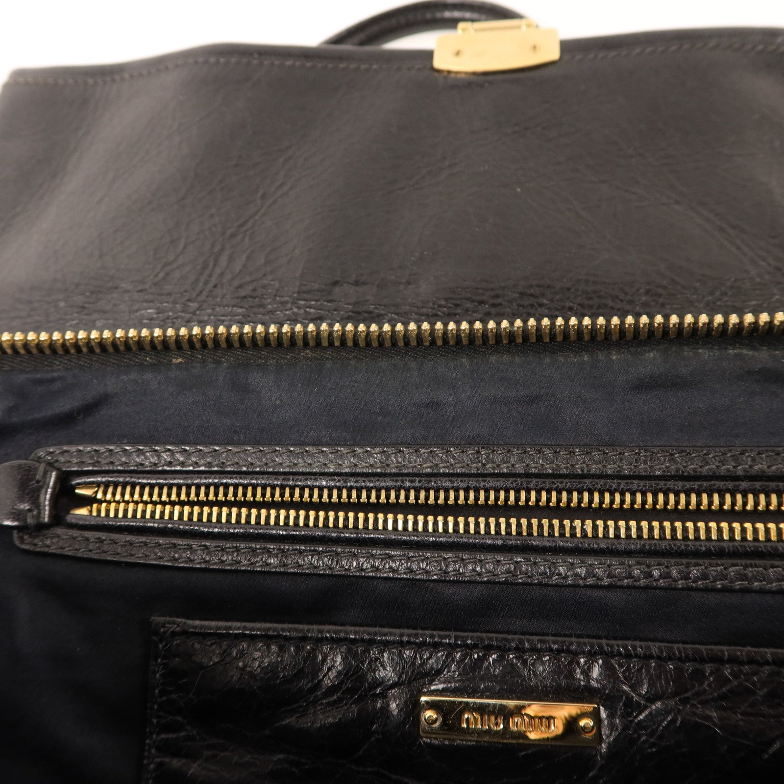Miu Miu 牛皮皮革2 Way Shoulder Bag金扣手挽肩背兩用袋