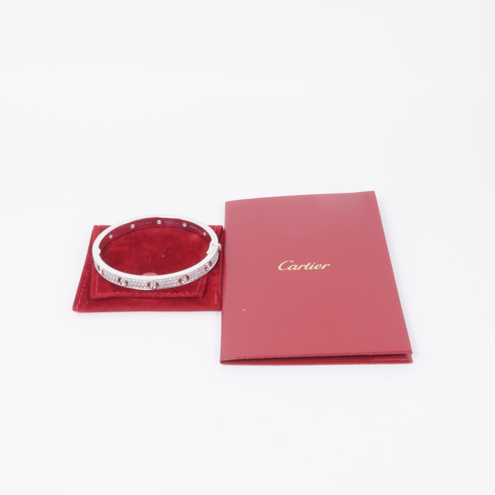 CARTIER 18K白金Love Bracelet Diamond Paved鑽石手鐲Cartier#17