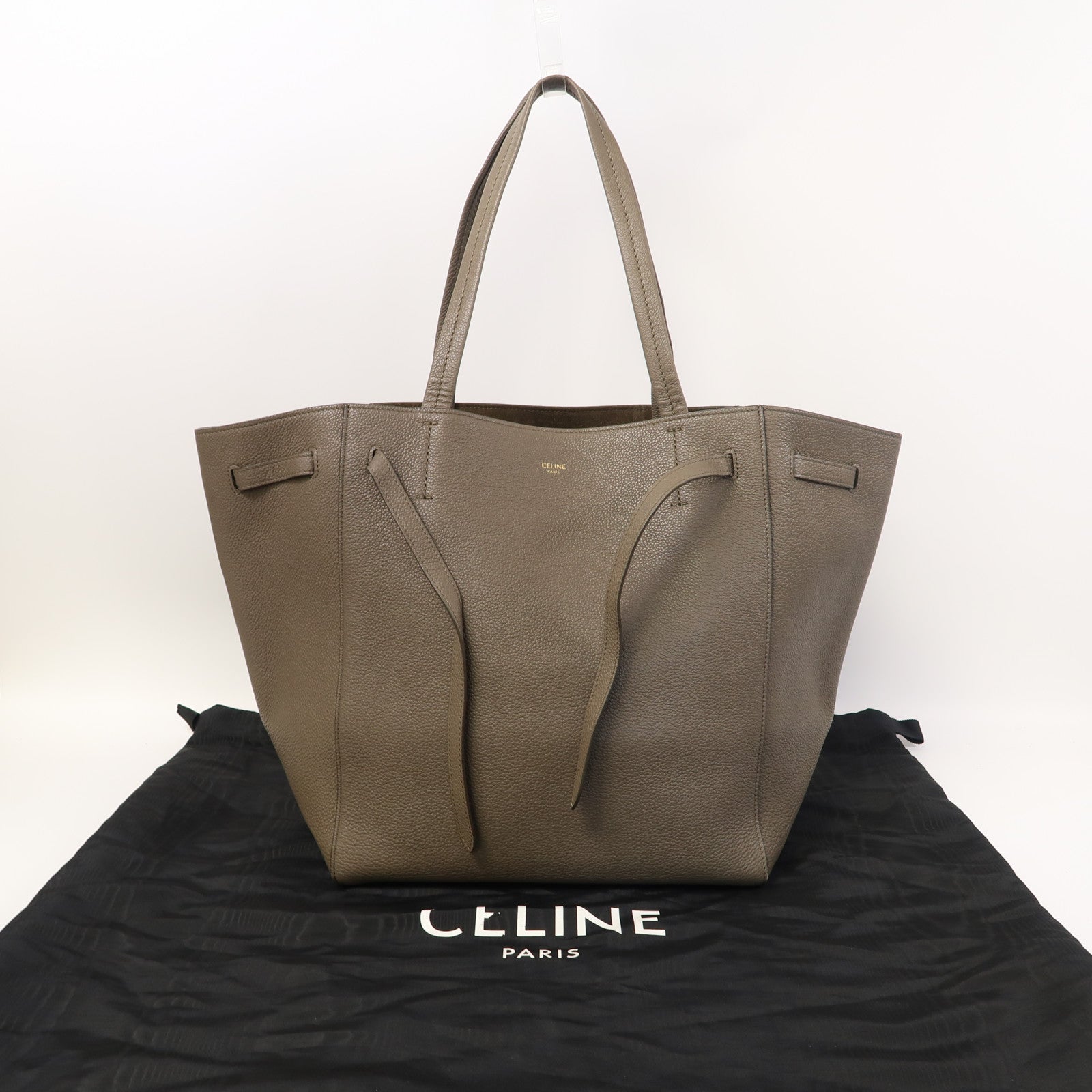 CELINE 牛皮皮革Small Cabas Phantom金扣肩背袋灰色