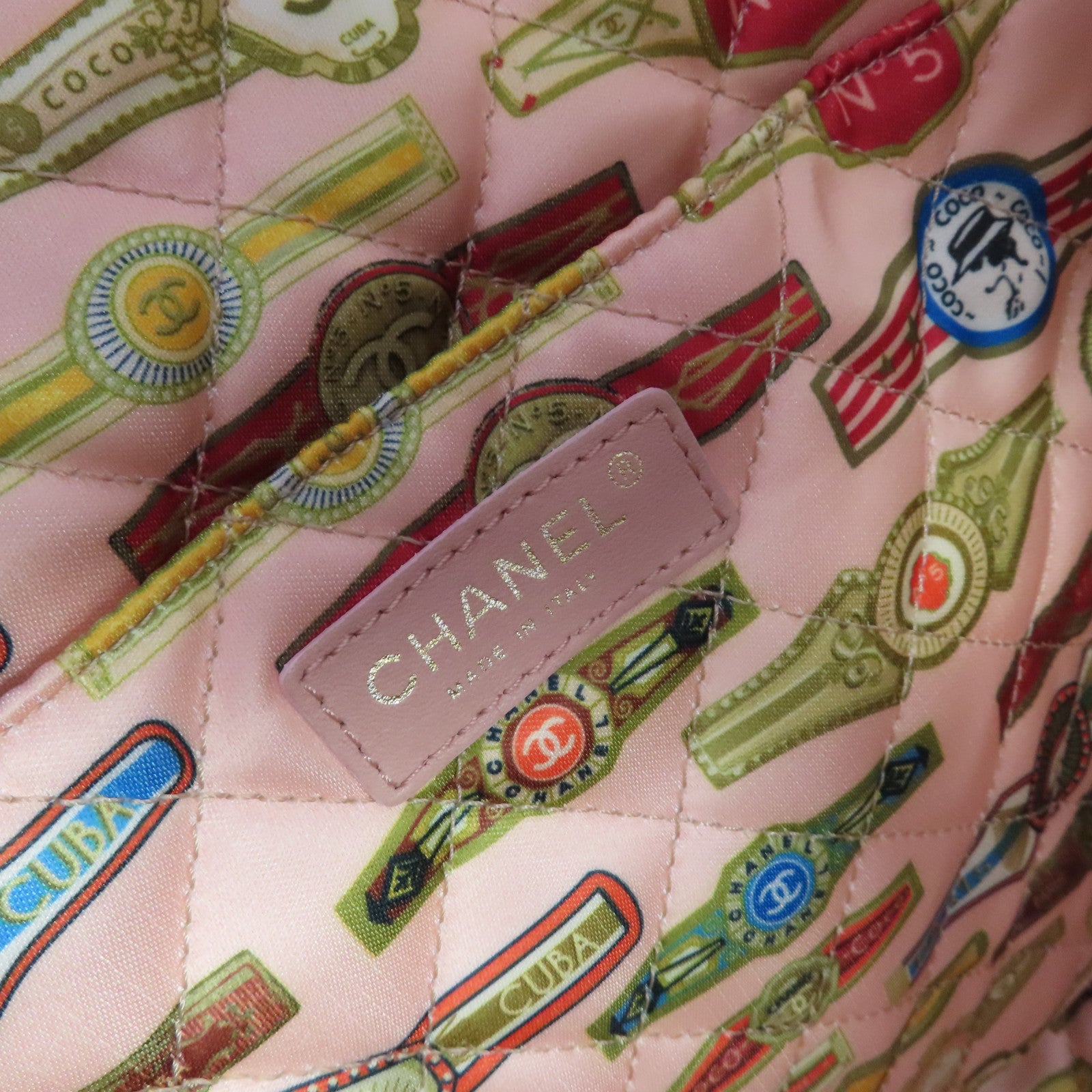 CHANEL 【激減優惠】菱格帆布Tote Bag金扣肩背袋綠色