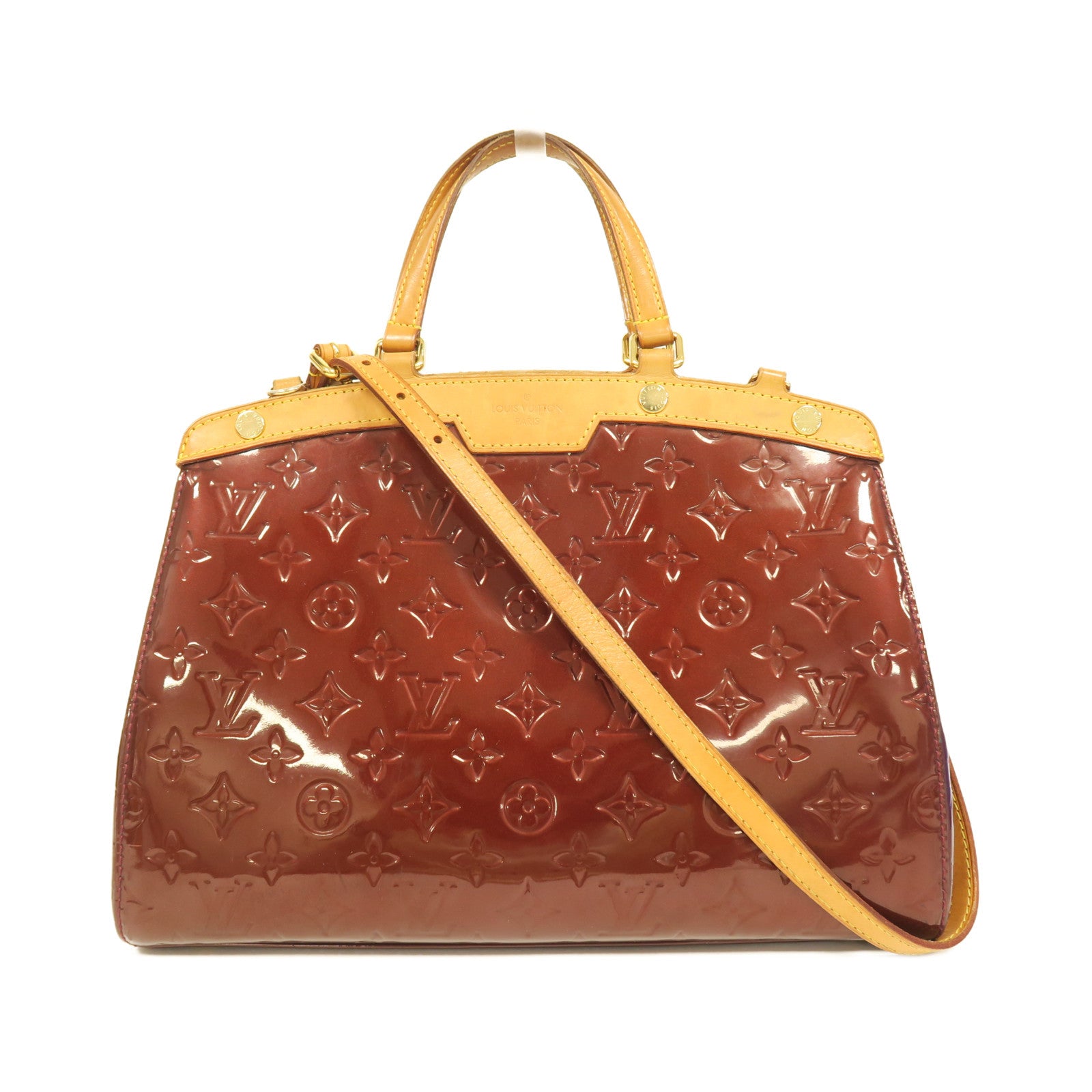 LOUIS VUITTON **【激減優惠】Vernis Brea MM金扣手挽肩背兩用袋紅色