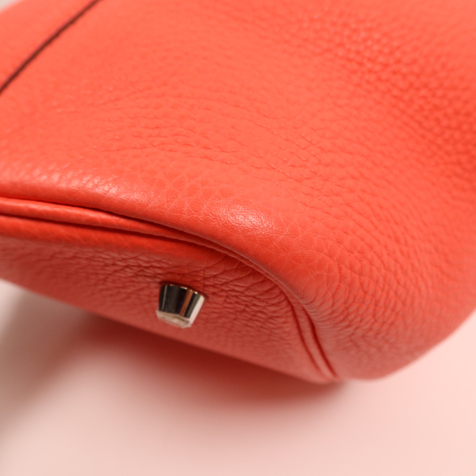 HERMES Clemence皮革Picotin MM銀扣手挽袋Orange Poppy