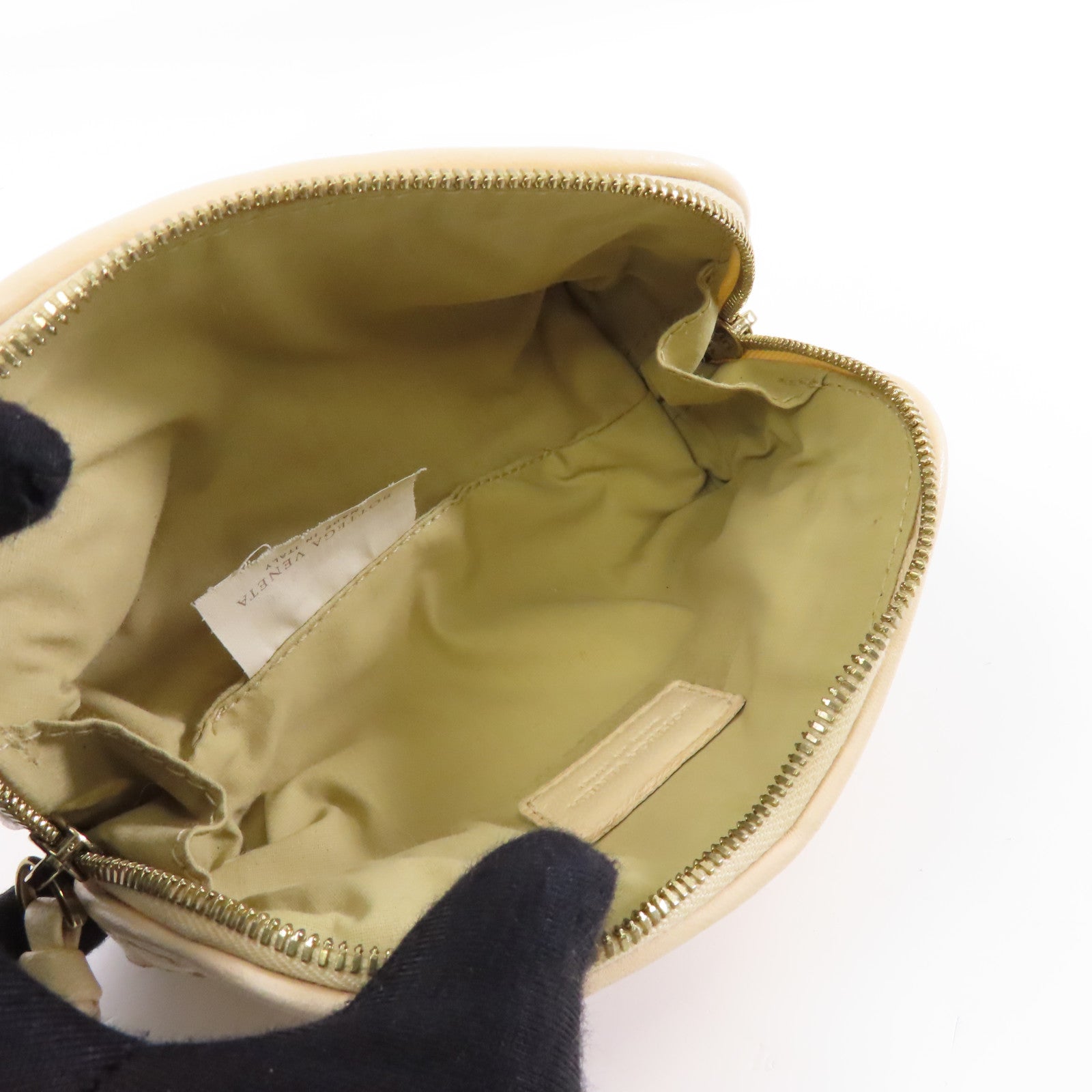 BOTTEGA VENETA 織紋皮革Clutch Bag金扣手拿包米色