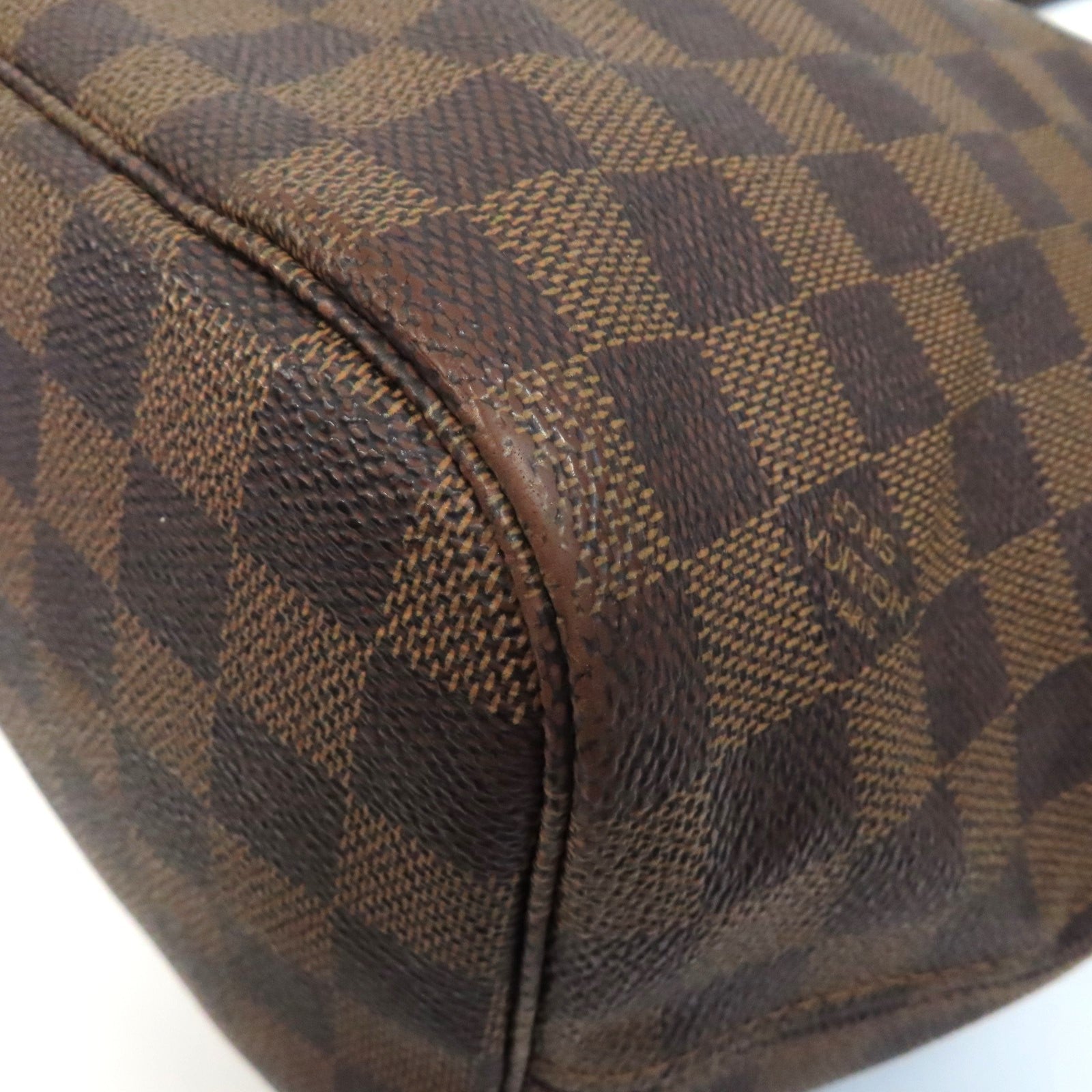 LOUIS VUITTON Damier Neverfull MM金扣手挽袋啡色