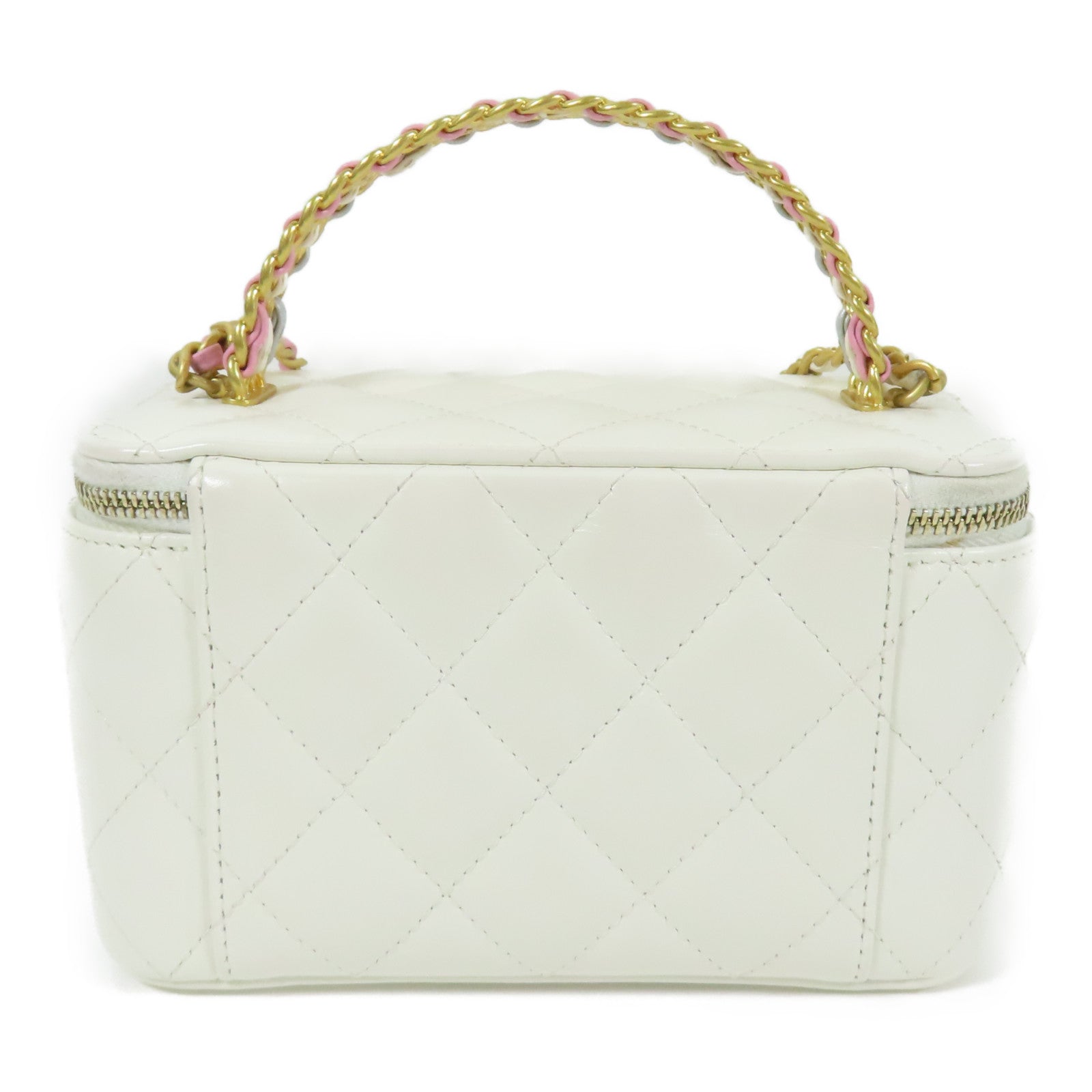 CHANEL 羊皮皮革Vanity Case Handle金扣鏈帶手挽肩背兩用袋