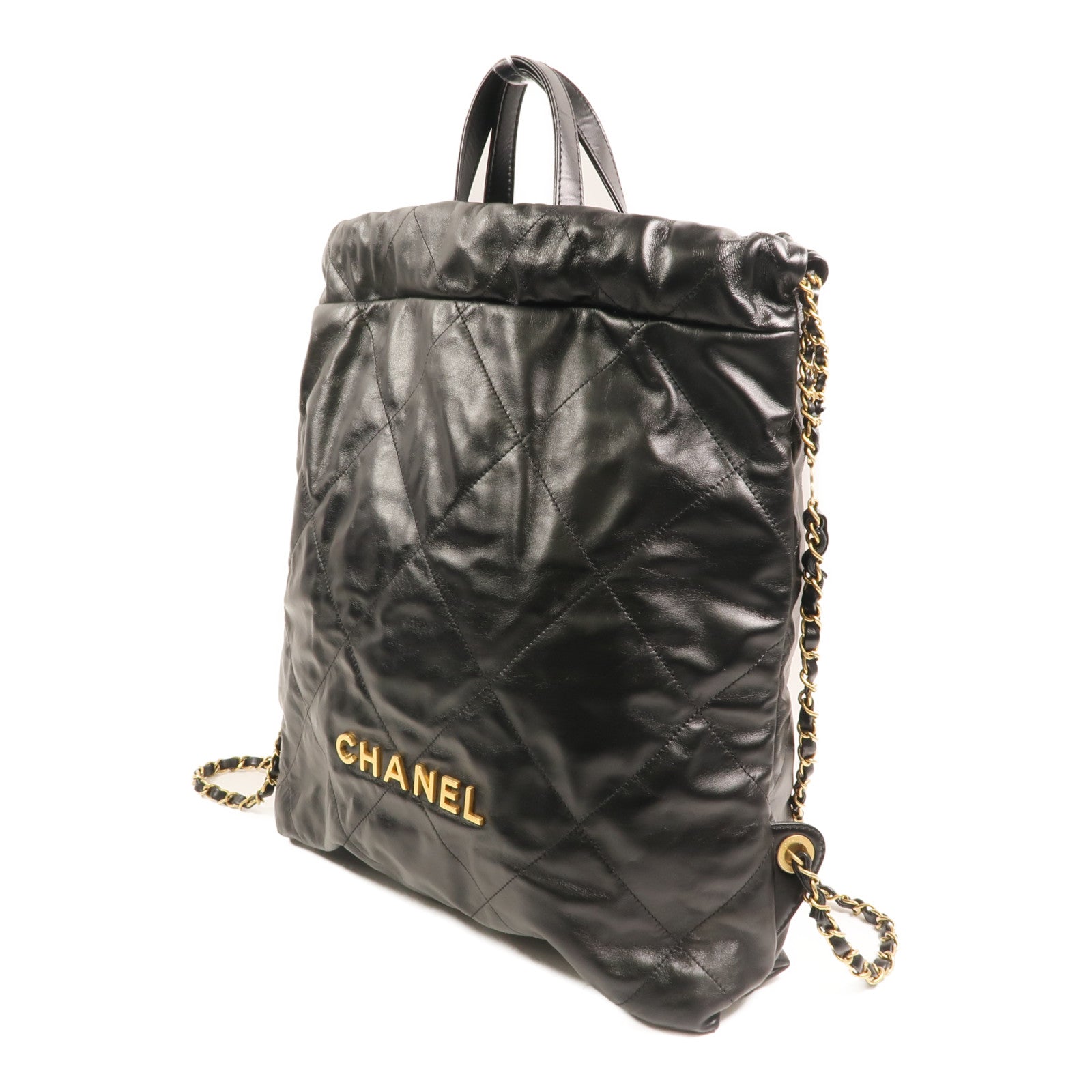 CHANEL 【激減優惠】牛皮皮革Chanel 22 Backpack金扣鏈帶背包