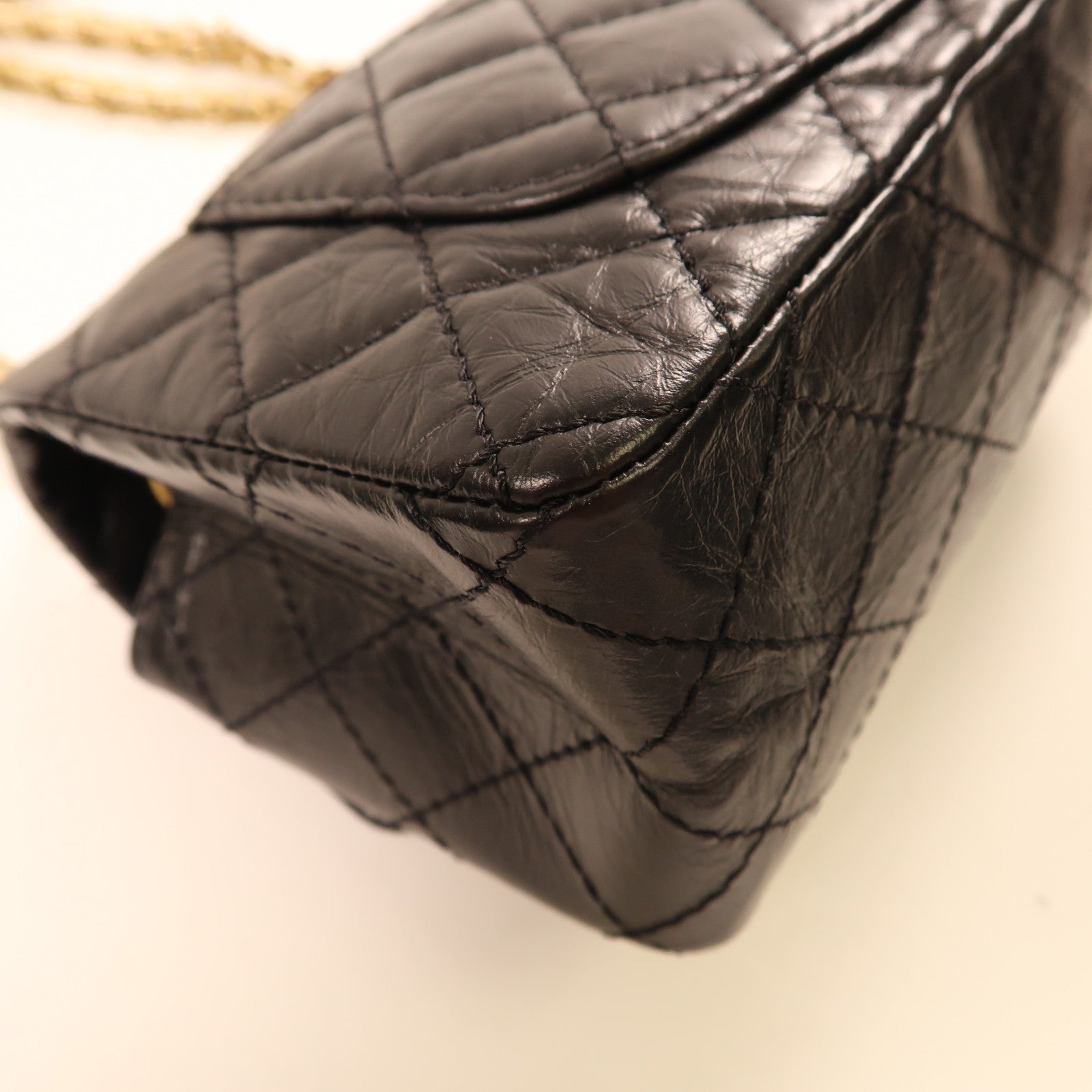 CHANEL 牛皮皮革2.55 20金扣手挽肩背兩用袋黑色