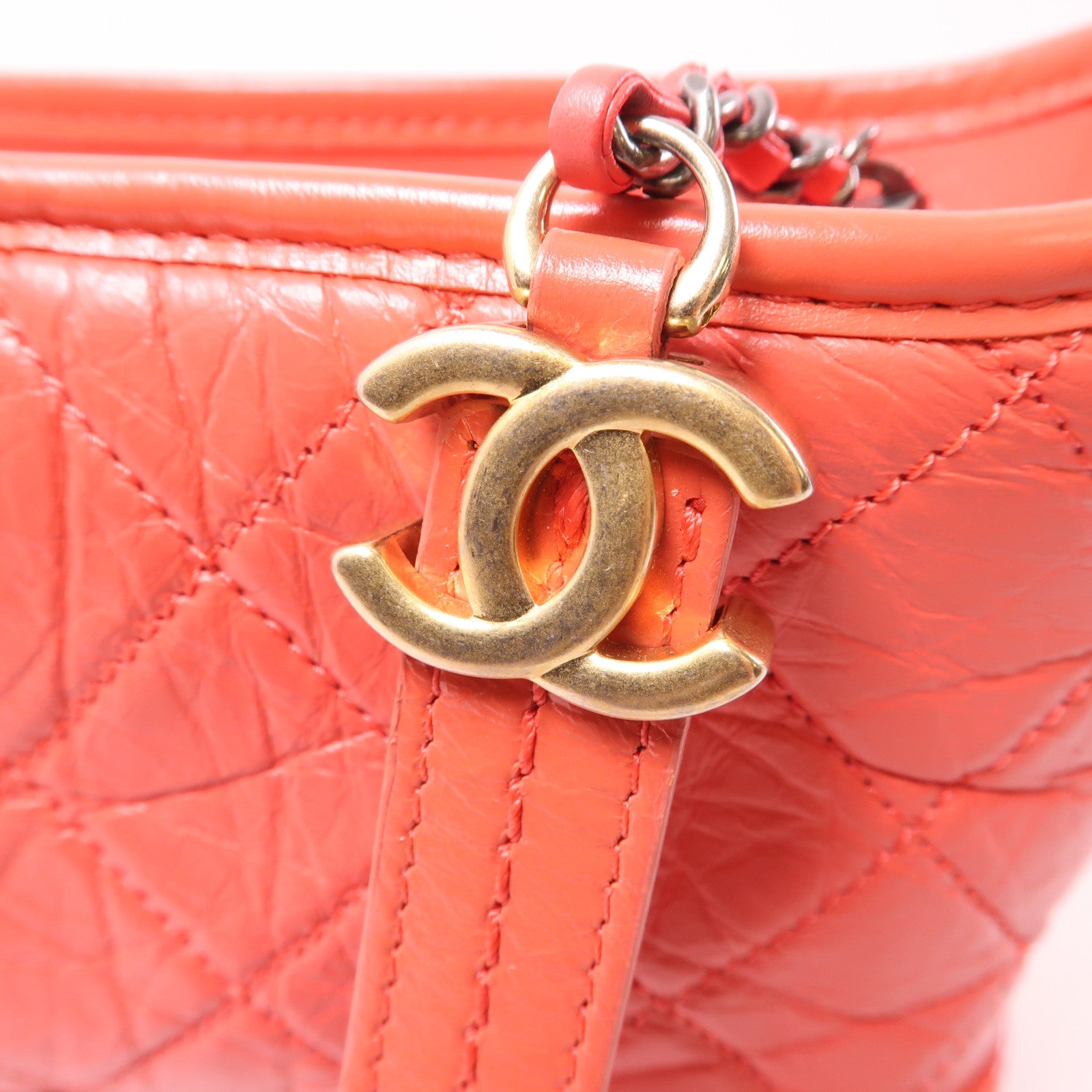 CHANEL 【激減優惠】牛皮皮革Gabrielle Small肩背袋橙色