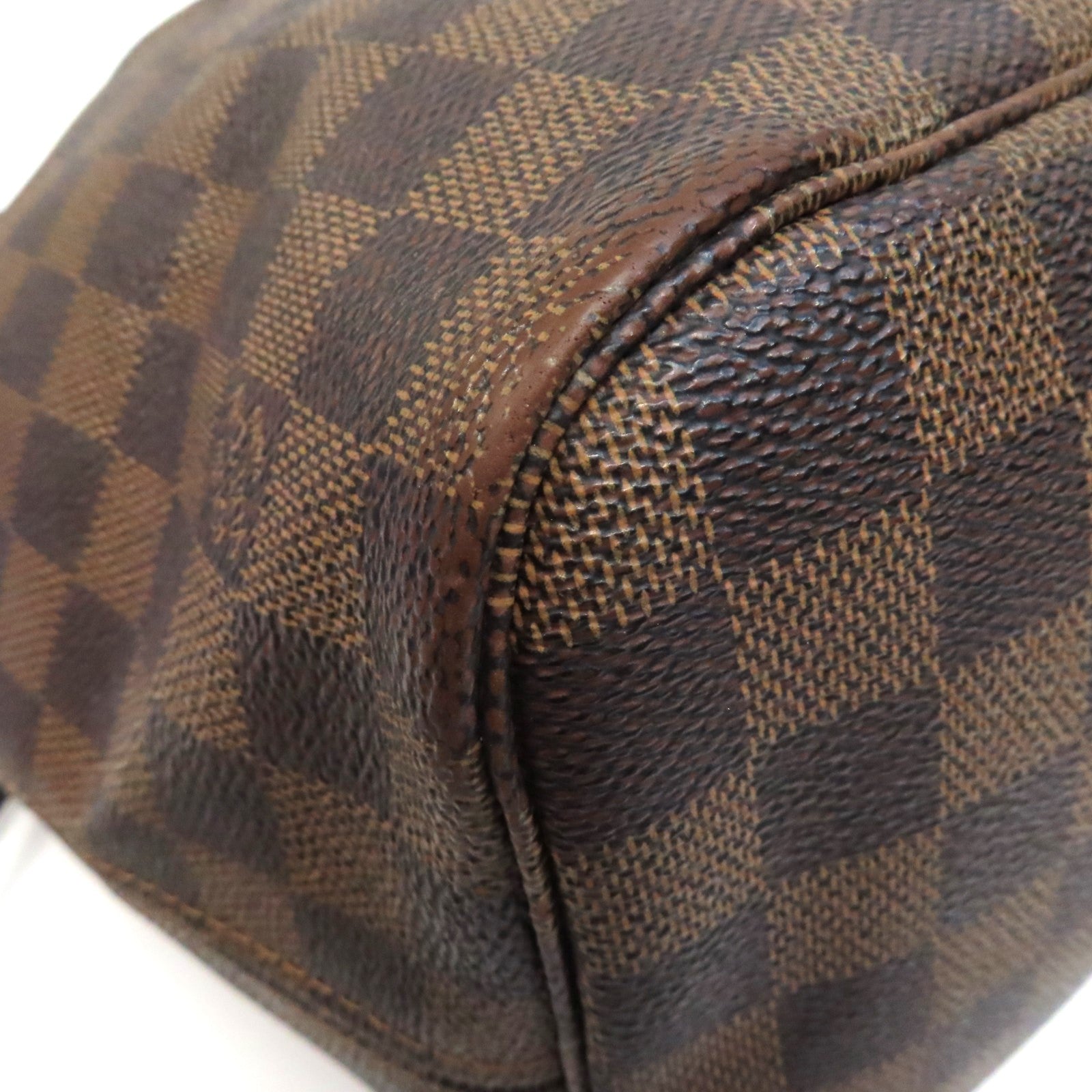 LOUIS VUITTON Damier Neverfull MM金扣手挽袋啡色