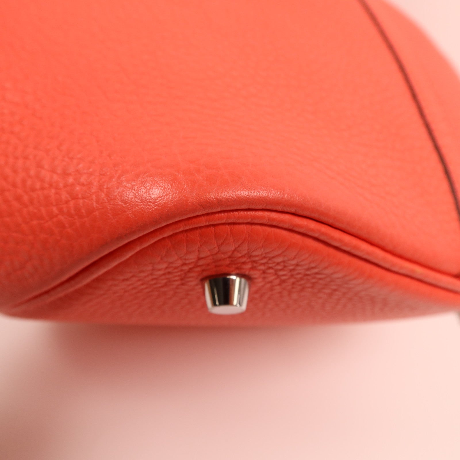 HERMES Clemence皮革Picotin MM銀扣手挽袋Orange Poppy