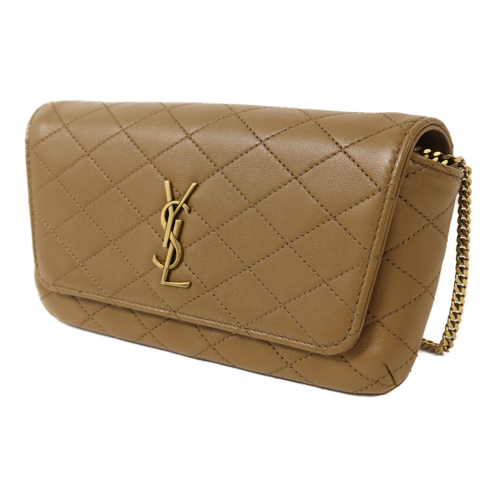SAINT LAURENT 羊皮皮革Gaby Phone Holder鏈帶肩背袋