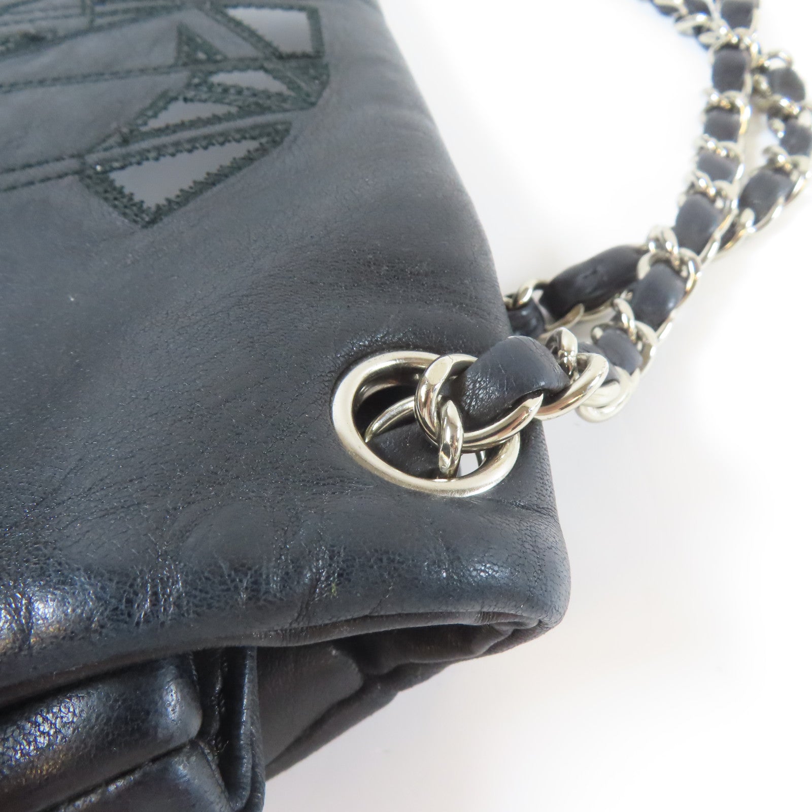 CHANEL 【激減優惠】牛皮皮革Chain Shoulder銀扣鏈帶肩背袋黑色