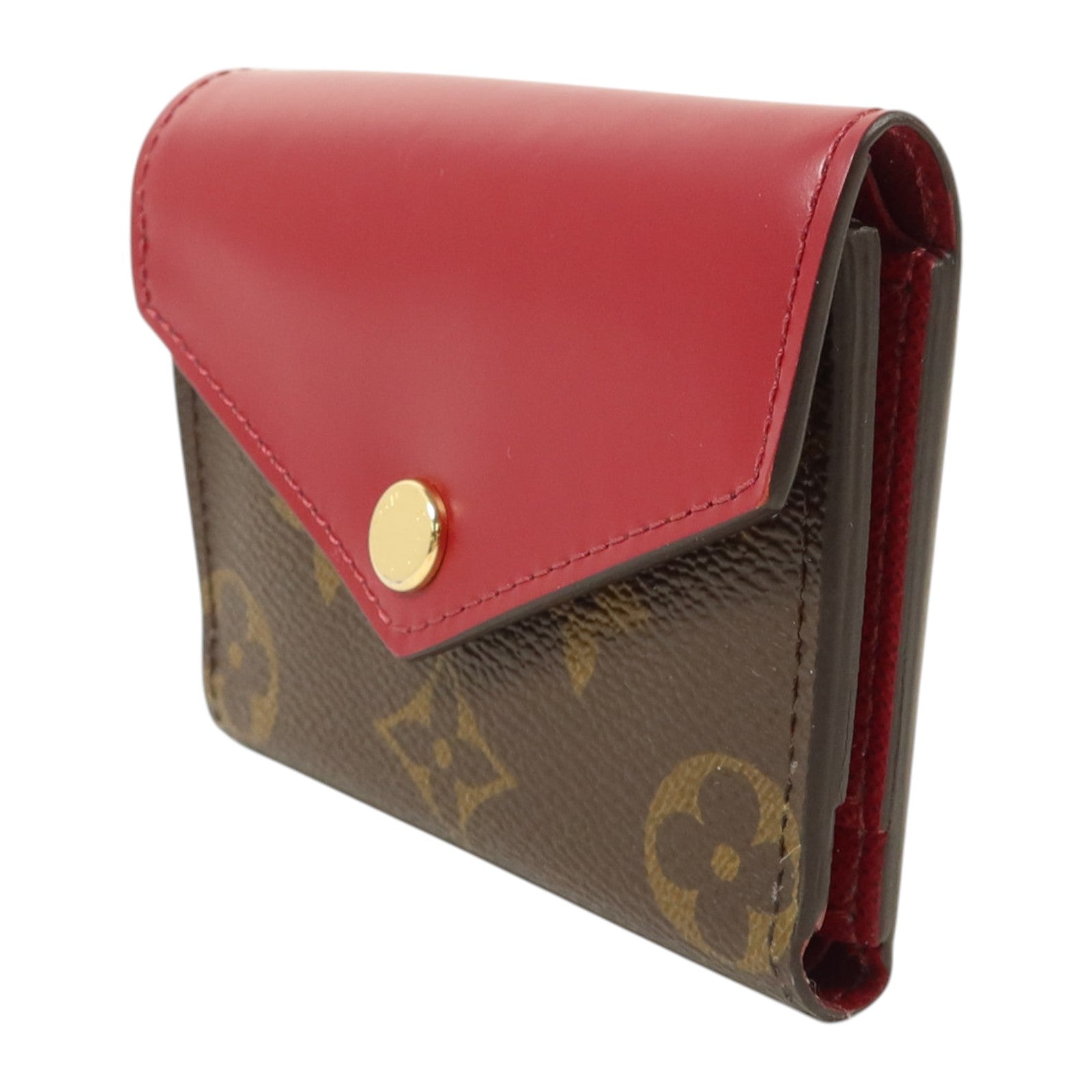 LOUIS VUITTON Monogram/牛皮皮革Zoe Wallet金扣錢包