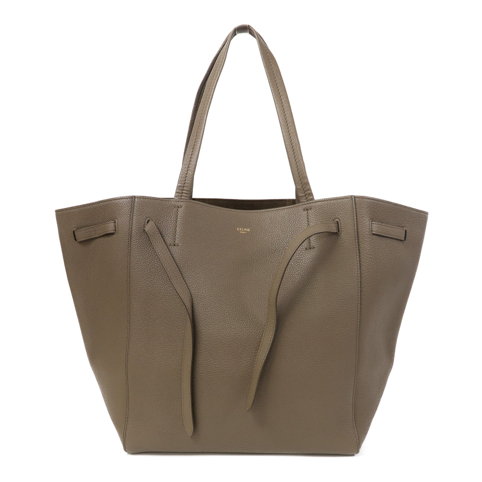 CELINE 牛皮皮革Small Cabas Phantom金扣肩背袋灰色