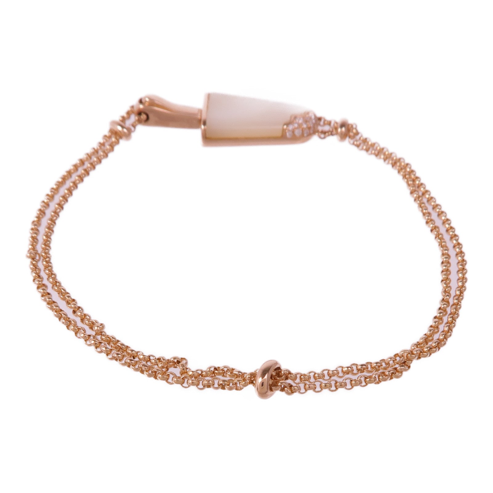 BVLGARI 18K玫瑰金Gelati珍珠母貝/鑽石手鏈