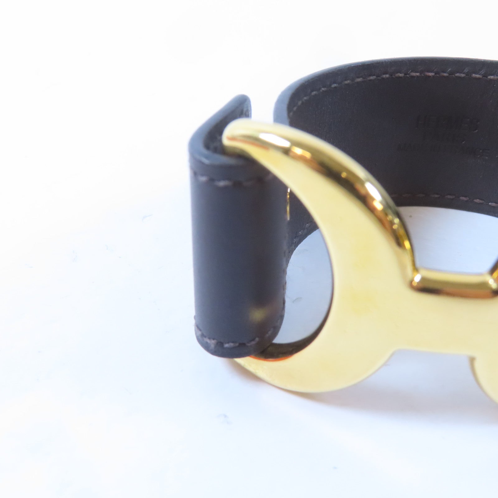 HERMES 【激減優惠】Swift皮革/金屬Pavane Bracelet金扣手鐲Chocolate/啡色Hermes#XS/#14.75cm