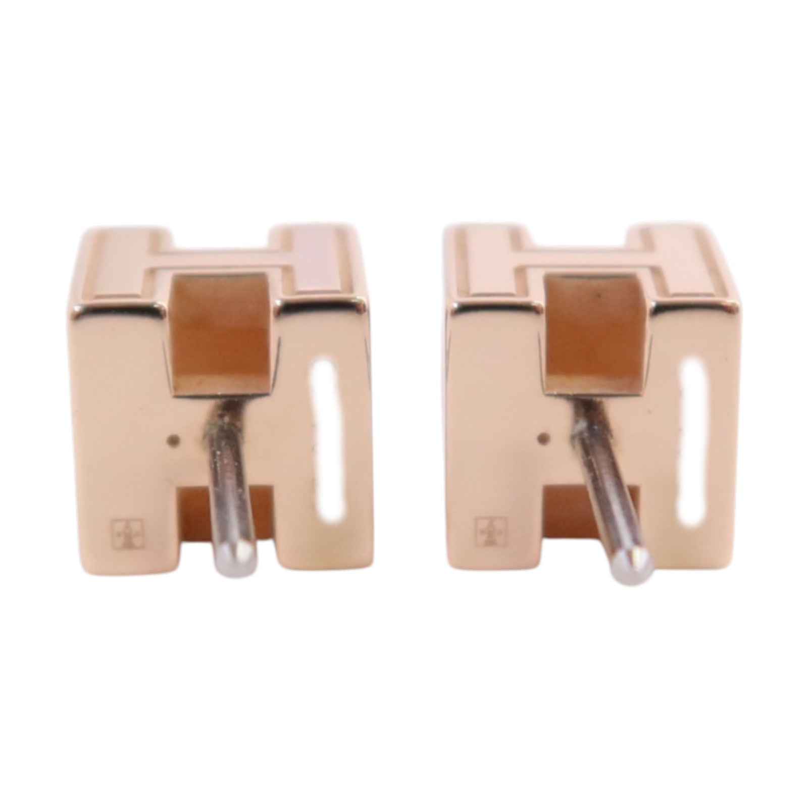 HERMES 【激減優惠】金屬/琺瑯H Cube Earrings金扣耳環