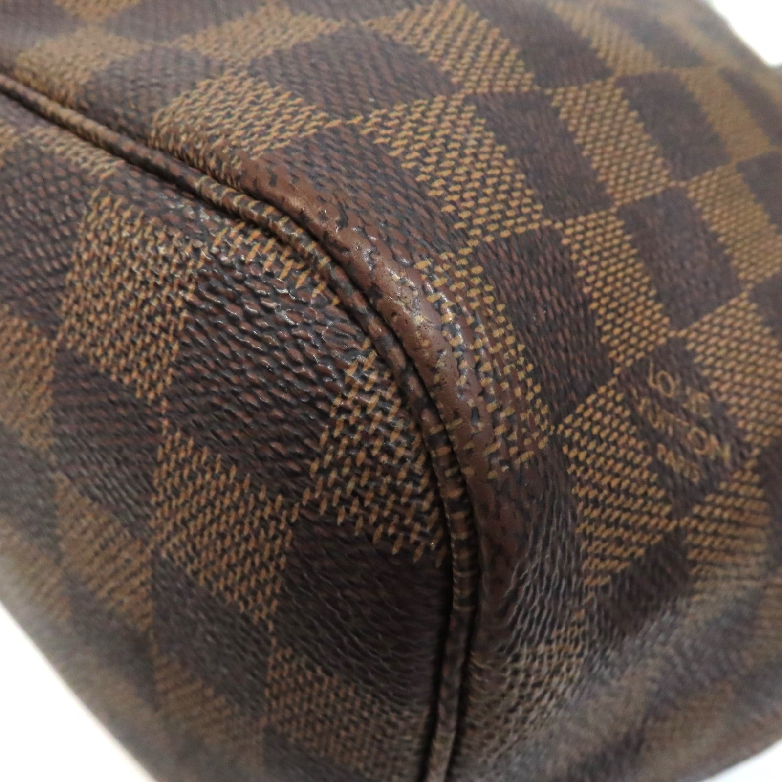 LOUIS VUITTON Damier Neverfull MM金扣手挽袋啡色