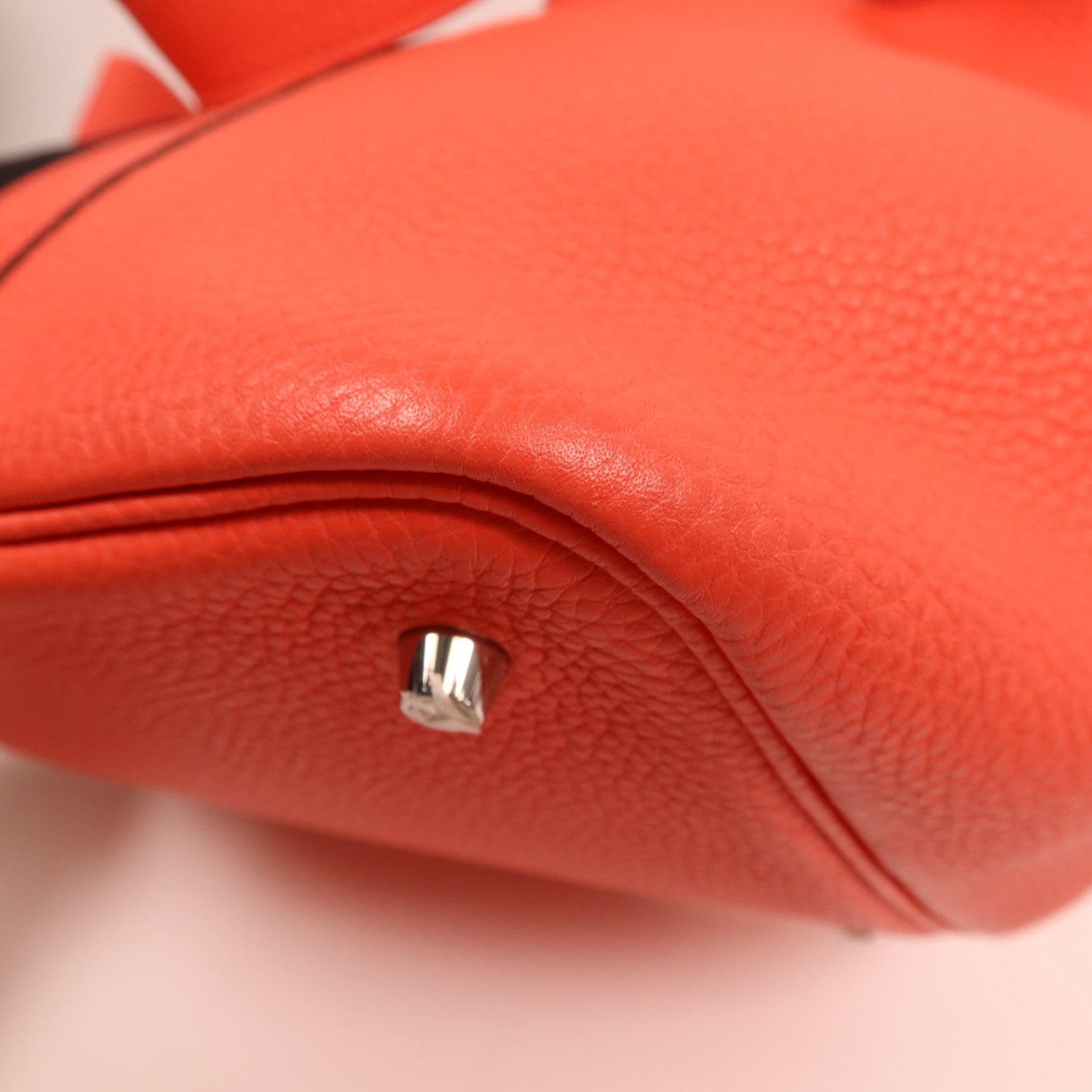 HERMES Clemence皮革Picotin MM銀扣手挽袋Orange Poppy