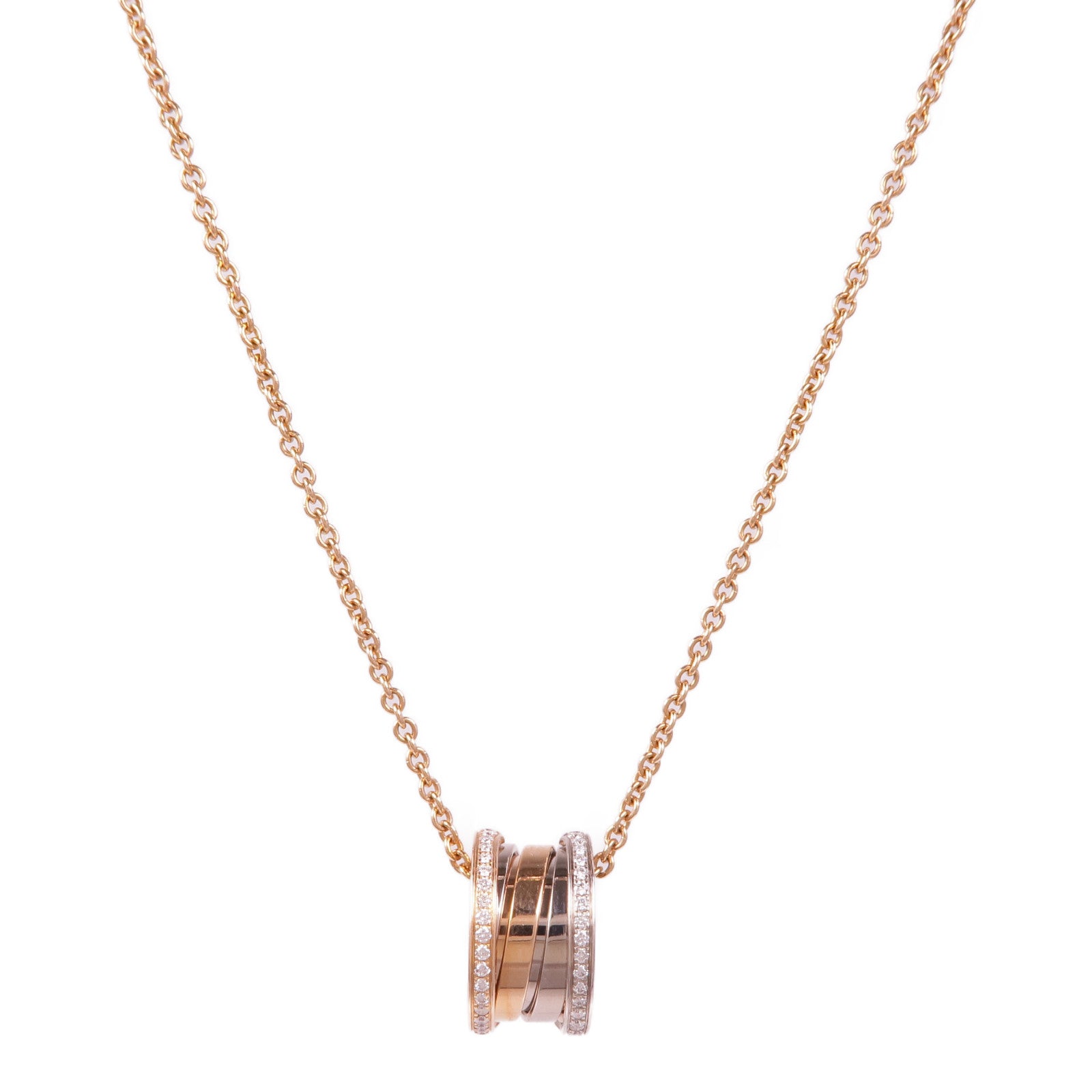 BVLGARI 18K白金/玫瑰金B-zero 1 Diamond Necklace項鍊