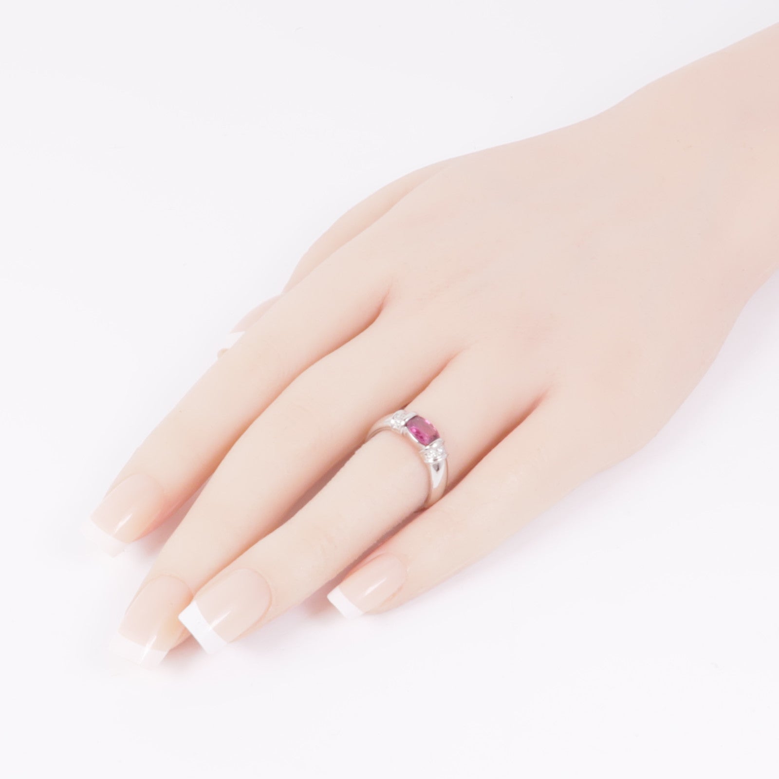 JEWELRY 【激減優惠】PT900鉑金Ruby/Diamond Ring紅寶石/鑽石戒指US#5.5