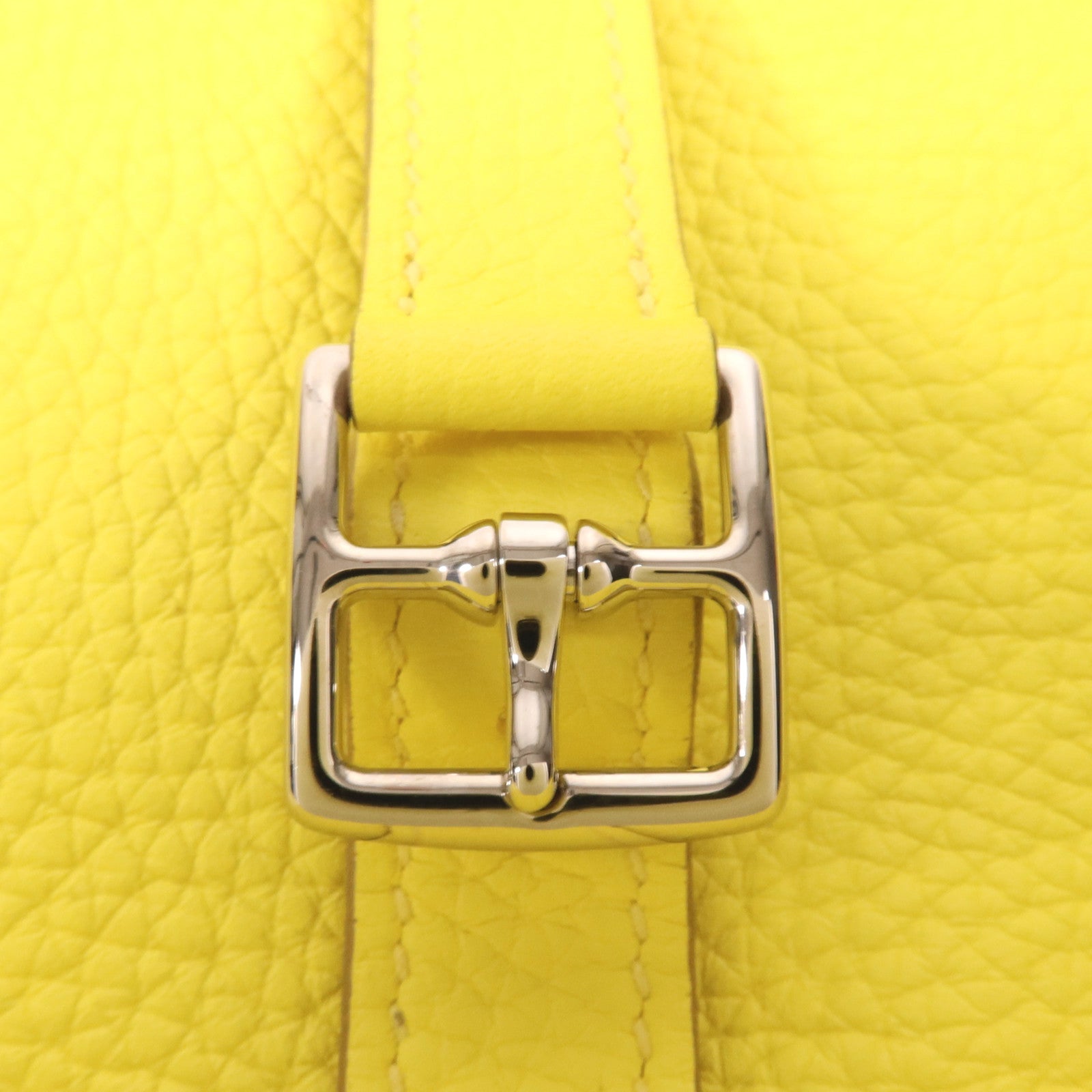 HERMES Clemence皮革Halzan 25銀扣手挽肩背兩用袋Lime