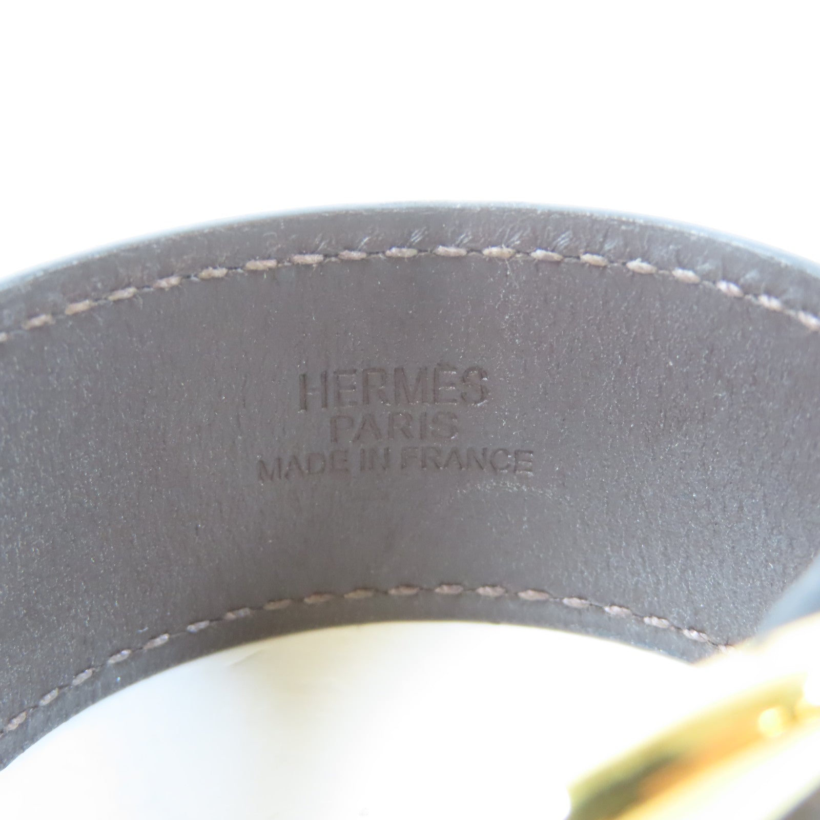 HERMES 【激減優惠】Swift皮革/金屬Pavane Bracelet金扣手鐲Chocolate/啡色Hermes#XS/#14.75cm