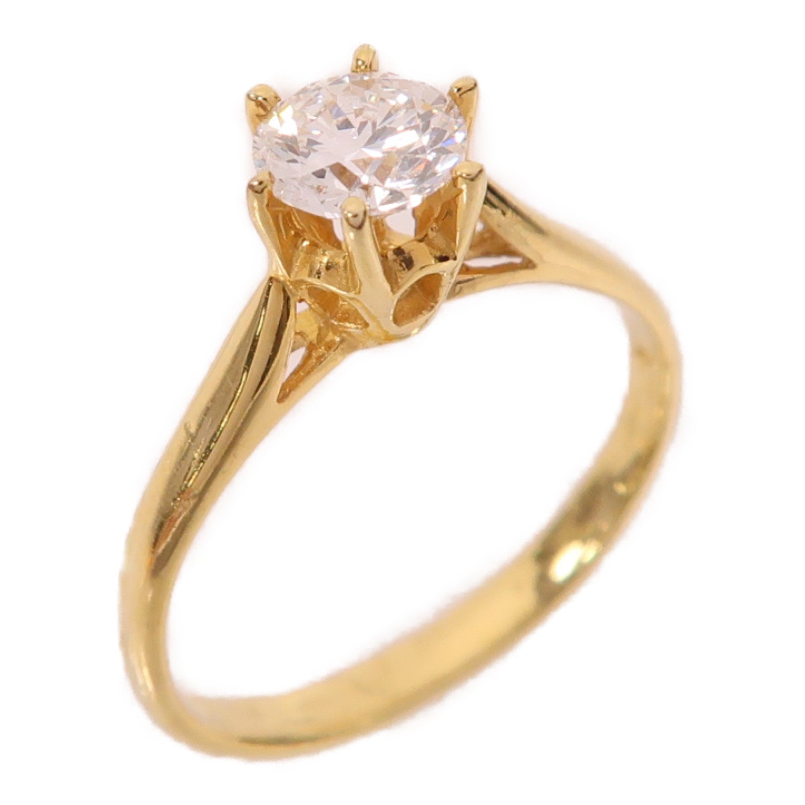 Jewelry Diamond Ring 2.1g 18K Yellow Gold US#5.25