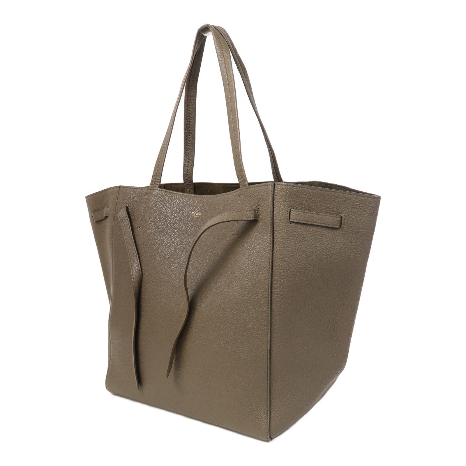 CELINE 牛皮皮革Small Cabas Phantom金扣肩背袋灰色