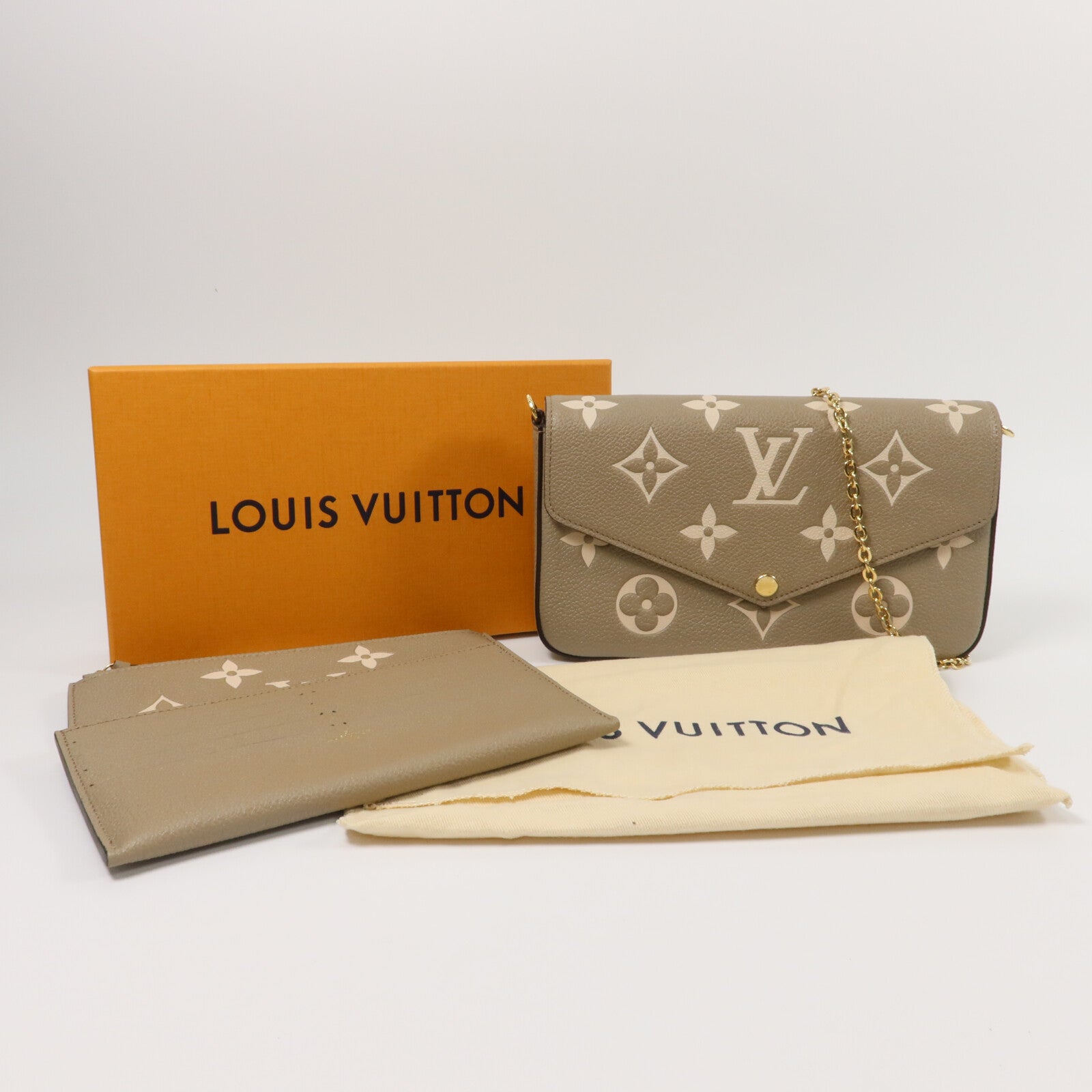 LOUIS VUITTON Monogram Empreinte Felicie Pochette金扣鏈帶肩背袋