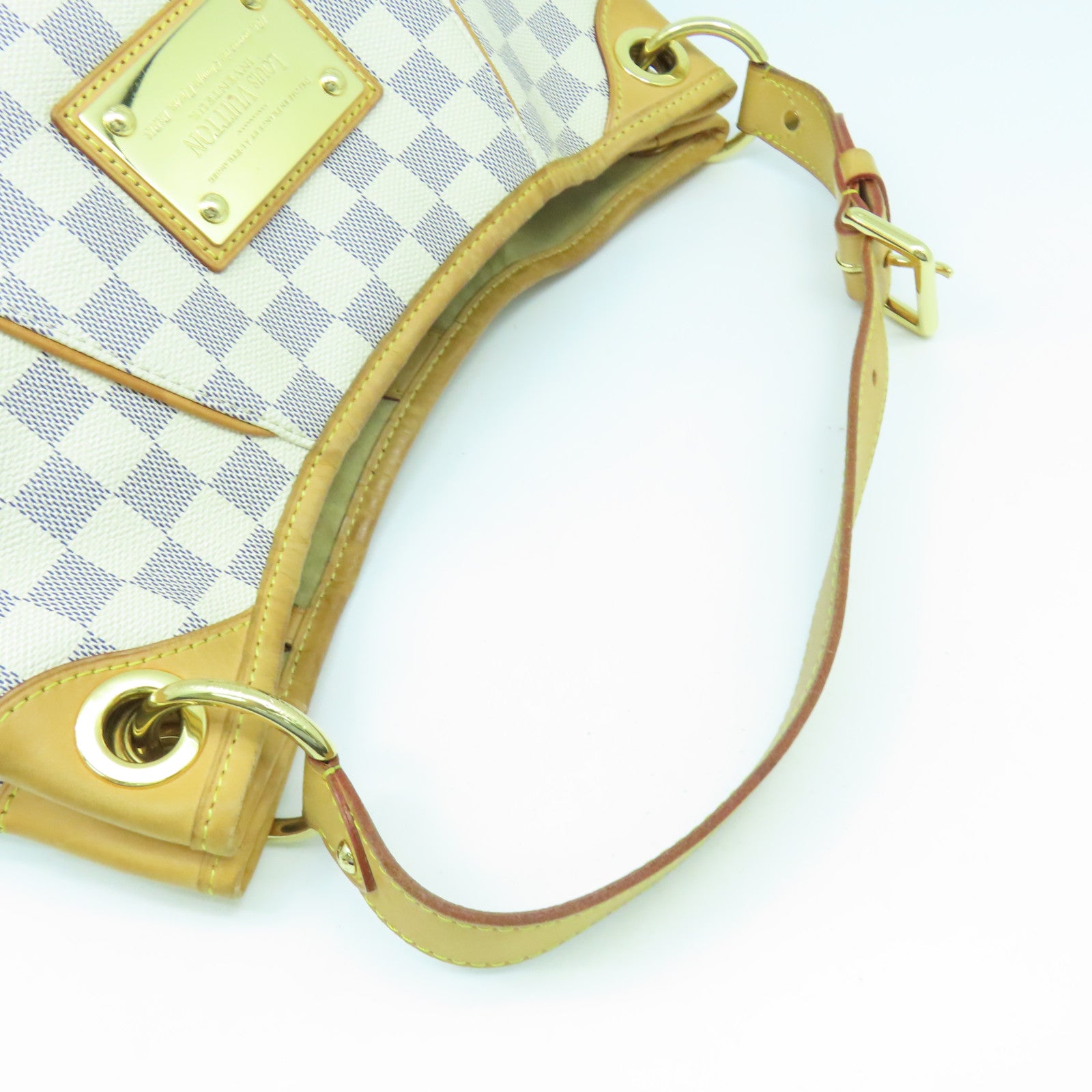 LOUIS VUITTON 【激減優惠】Damier Azur Galliera PM金扣肩背袋白色