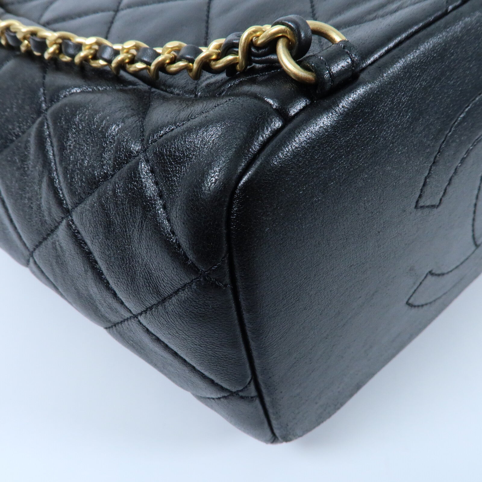 CHANEL 羊皮皮革Backpack金扣背包