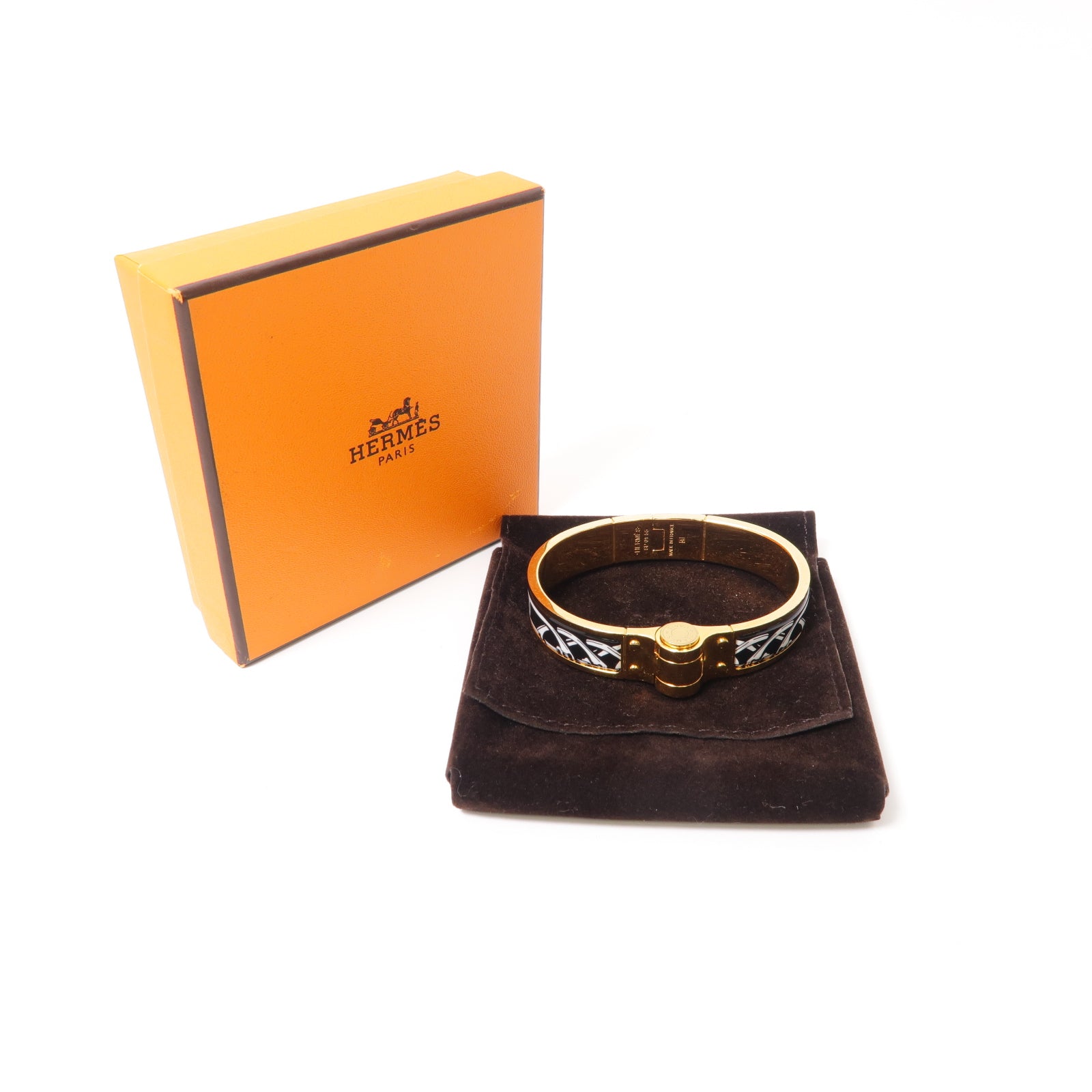 HERMES 【激減優惠】琺瑯/金屬Bangle手鐲黑色/白色/金色