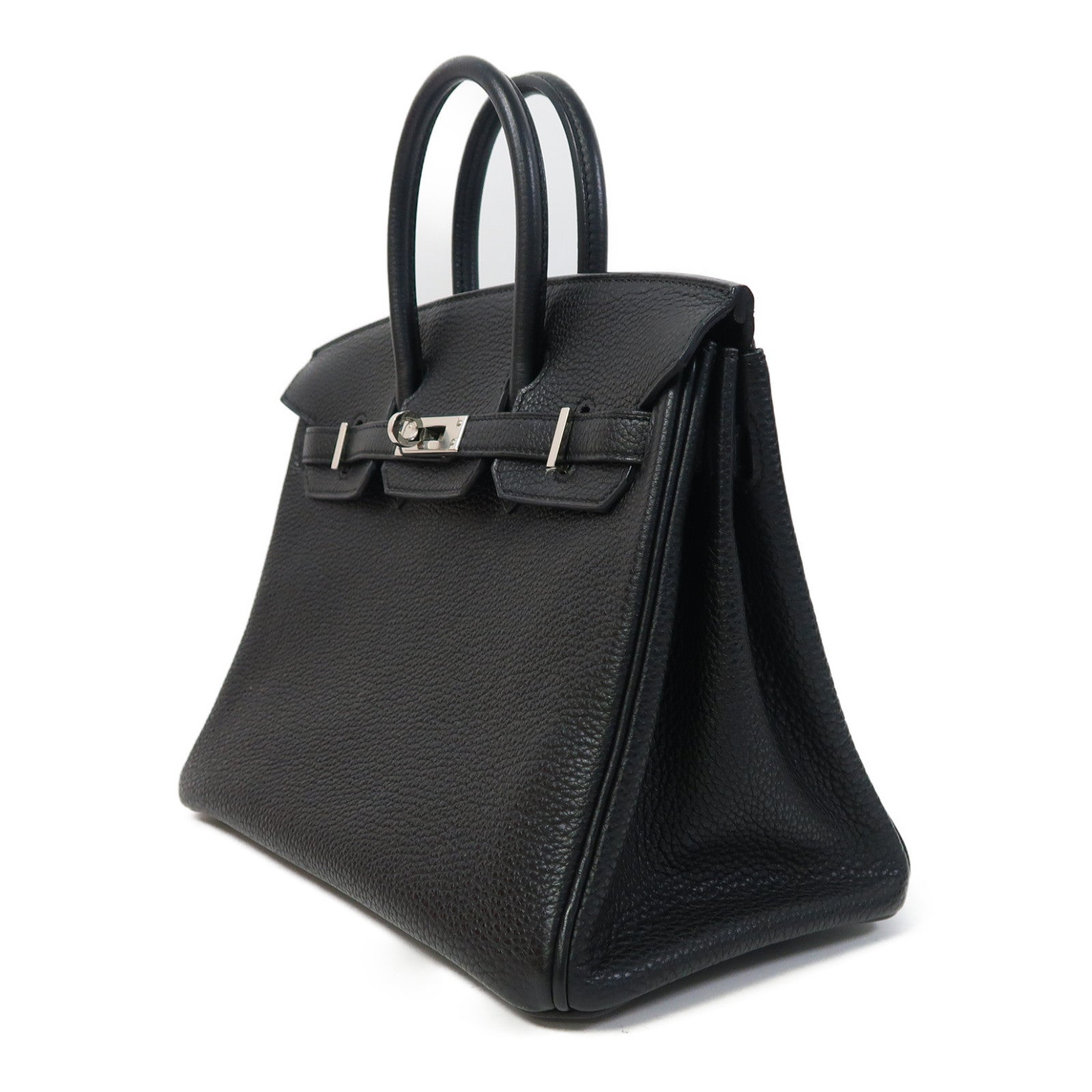 HERMES Togo皮革Birkin 25銀扣手挽袋Noir/黑色