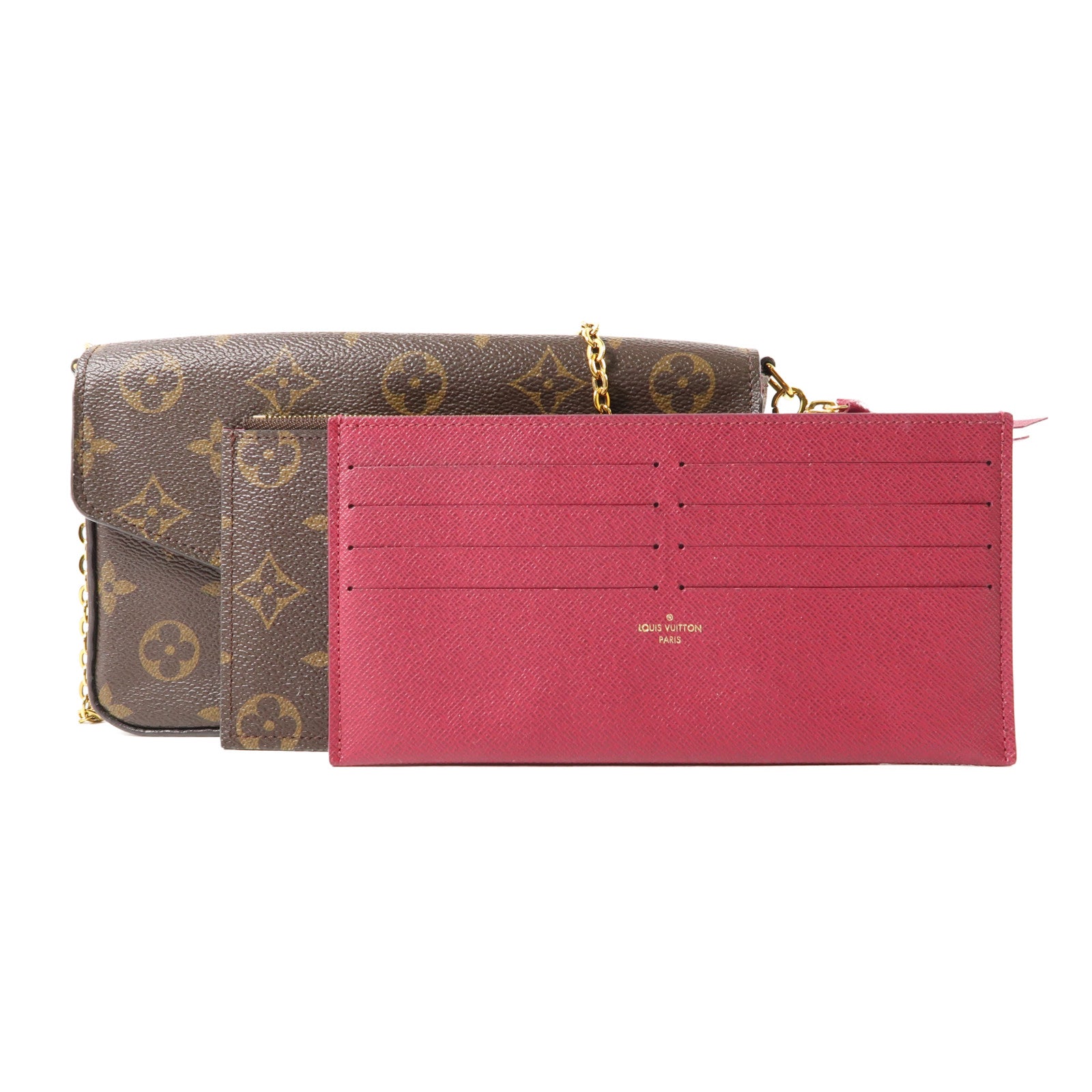 LOUIS VUITTON Monogram Felicie Pochette金扣鏈帶肩背袋棕色