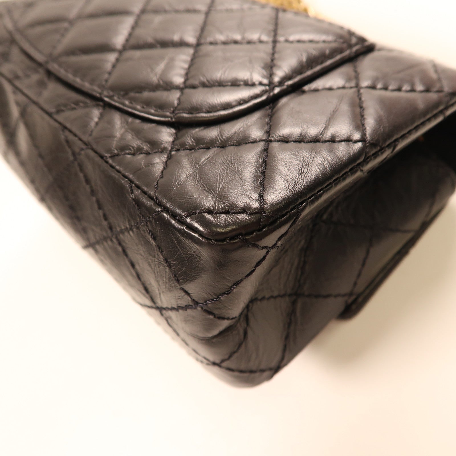 CHANEL 牛皮皮革2.55 20金扣手挽肩背兩用袋黑色