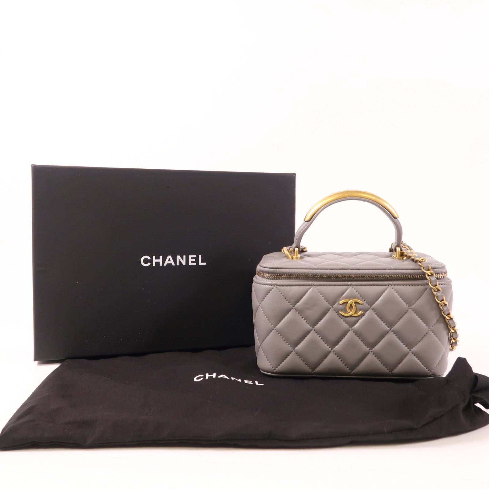 CHANEL 羊皮皮革Vanity Case金扣手挽肩背兩用袋