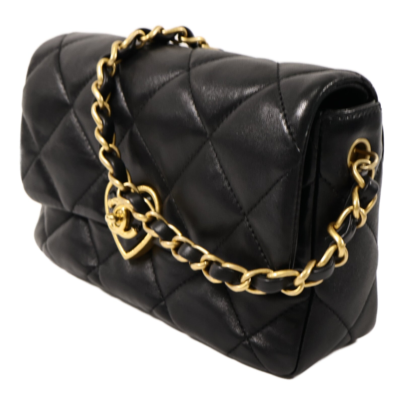 CHANEL 羊皮皮革CC Heart Flap Bag鏈帶肩背袋
