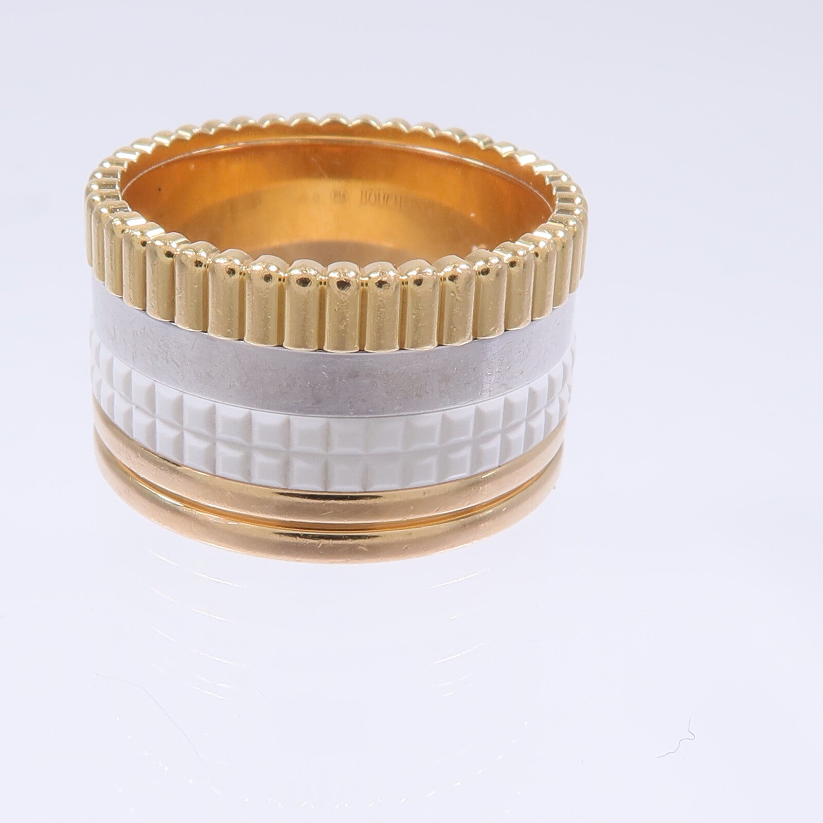 Boucheron 18K玫瑰金/黃金/白金Quatre White Edition陶瓷戒指