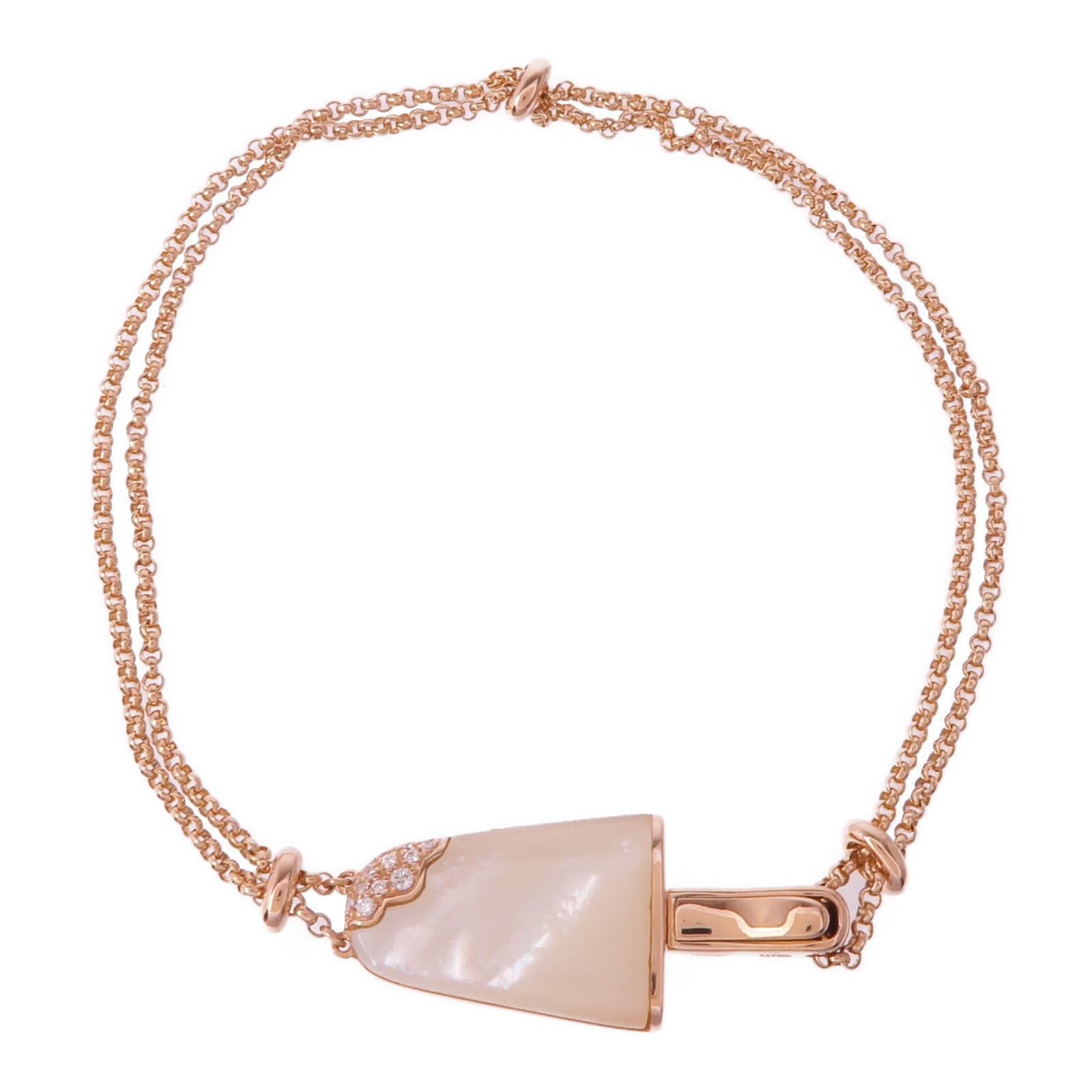 BVLGARI 18K玫瑰金Gelati珍珠母貝/鑽石手鏈