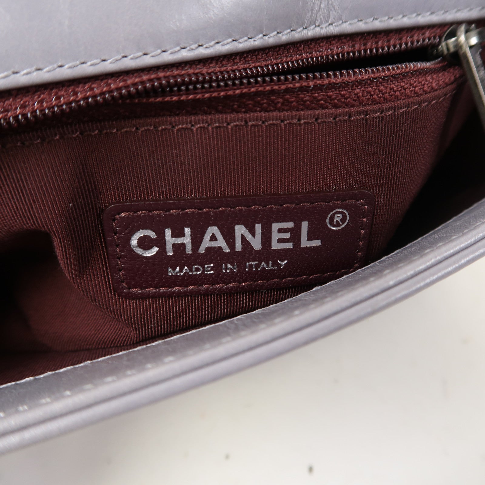 CHANEL 【激減優惠】牛皮皮革Chain Shoulder銀扣鏈帶肩背袋灰色