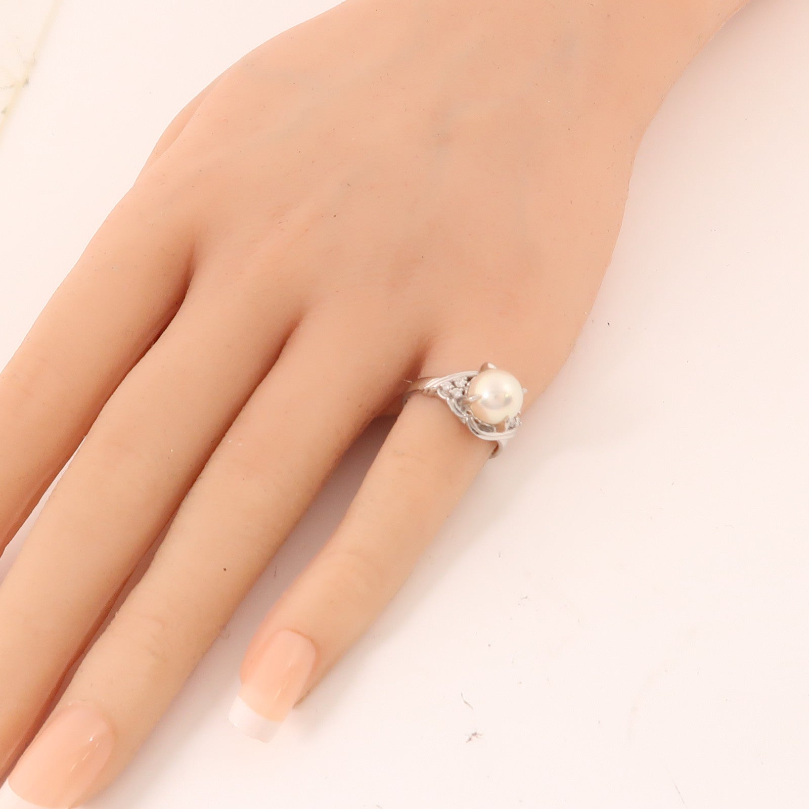 JEWELRY 【激減優惠】PT900鉑金Pearl Ring珍珠戒指US#5.25